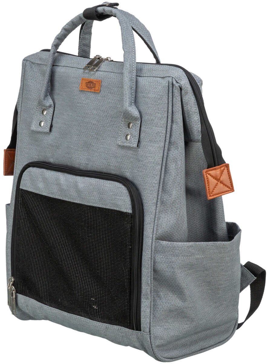 TRIXIE Tiertransporttasche Rucksack Ava - grau - 32 × 42 × 20 cm