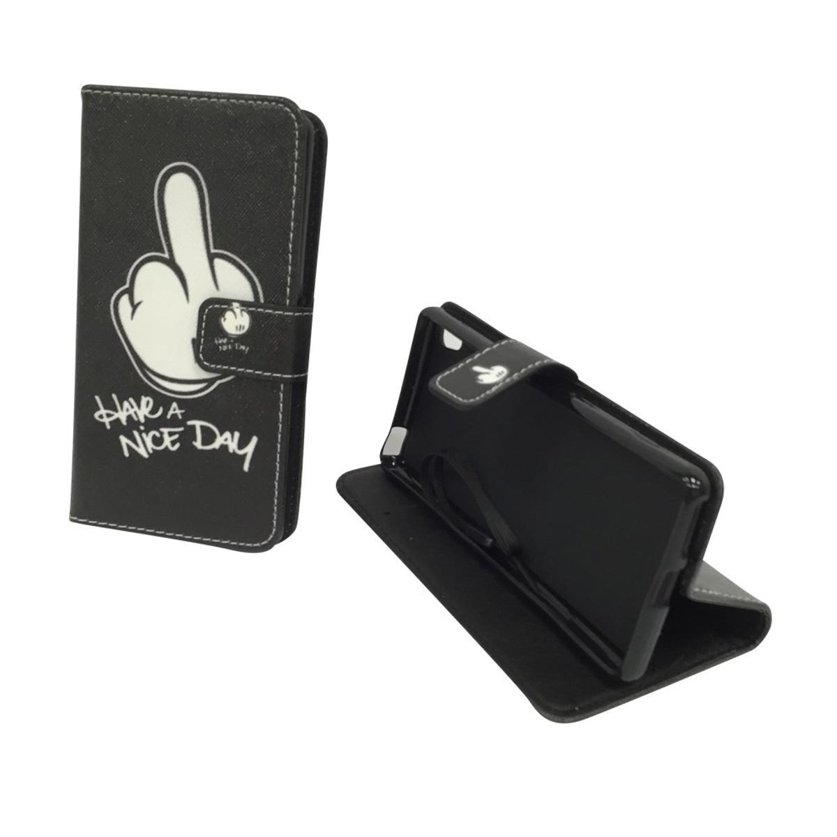 König Design Handyhülle Sony Xperia XA, Sony Xperia XA Handyhülle Bookcover Schwarz