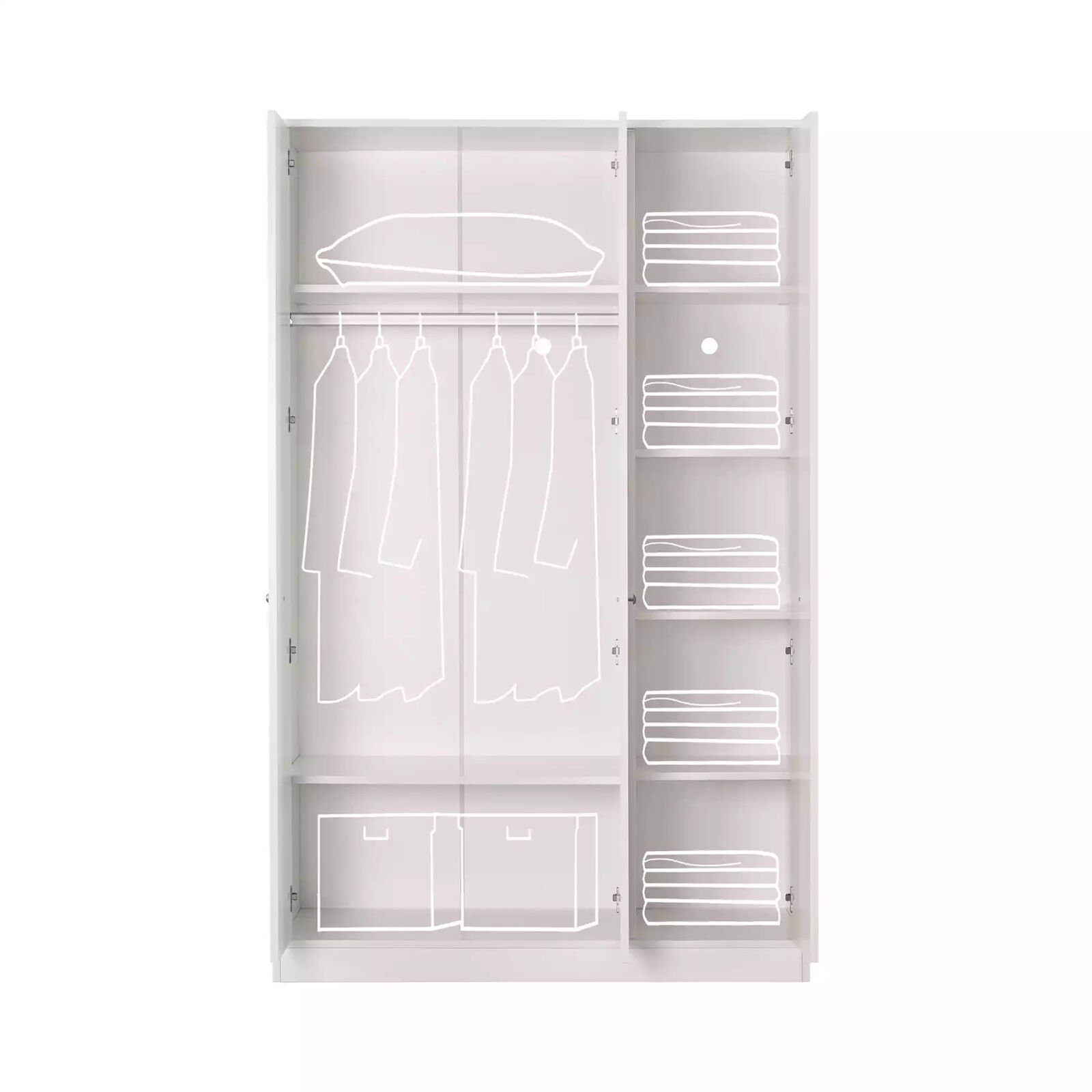 Möbel Europe JVmoebel Holz Kleiderschrank) Weiß Design Made (1-St., in Drehtürenschrank Tür Holzschrank 3 Kleiderschrank Luxus