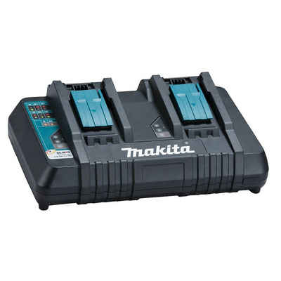 Makita Doppel Schnellladegerät DC18RD für 2 Akkus Schnelllade-Gerät (geeignet für 14,4V und 18V Li-Ion Akkus bis max. 6,0Ah)