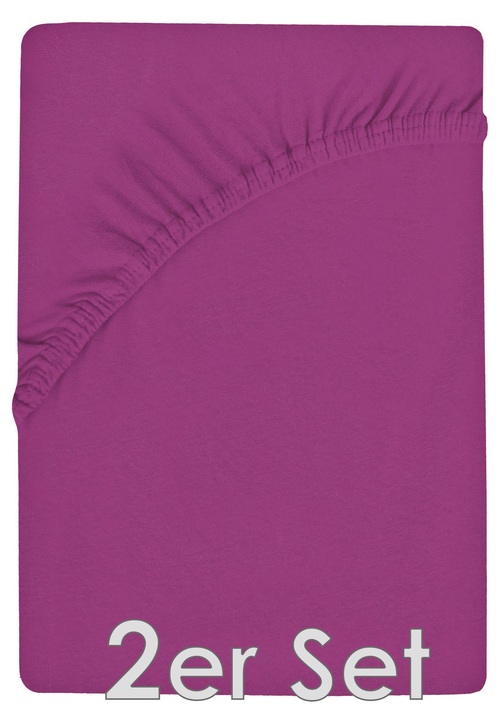 NatureMark Spannbettlaken Jersey Spannbetttuch, 100% Baumwolle, Gummizug: rundum, (2 Stück), Kinder Spannbetttuch, für Baby-/Kinderbett, 70x140 cm, Pink – Bild 2 von 4