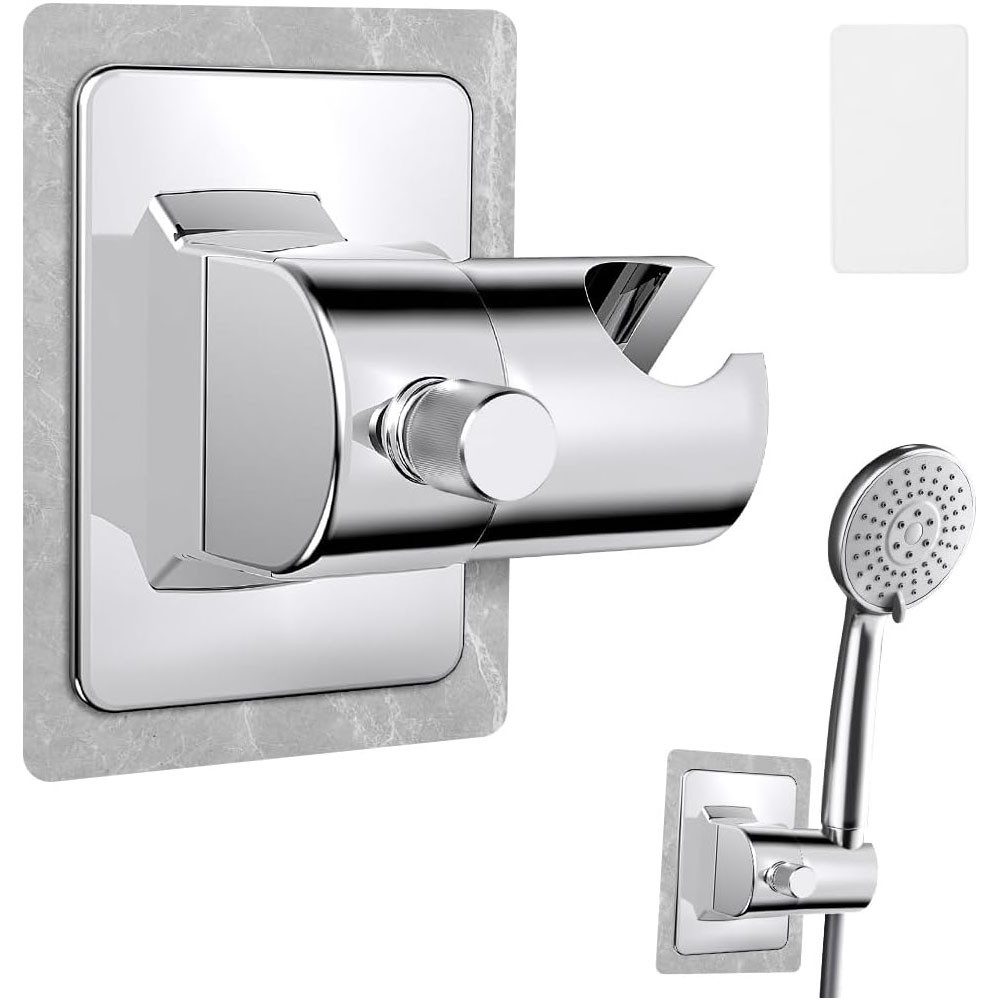 AFKSMILE Brausehalter Verstellbarer Duschkopfhalter mit stark haftendem Klebepad Ohne Bohren, Wandhalterung für Duschkopf, Tragkraft max. 5 kg, Wasserdicht