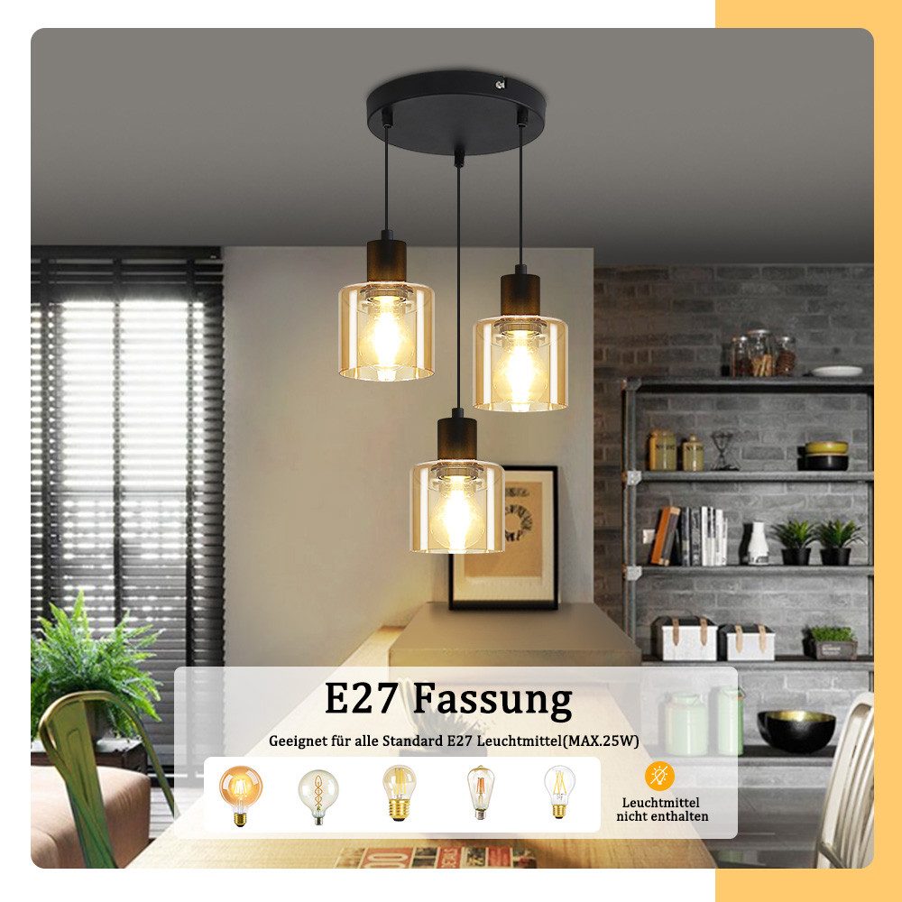 Nettlife Pendelleuchte Esstisch Vintage E27 Schwarz günstig online kaufen