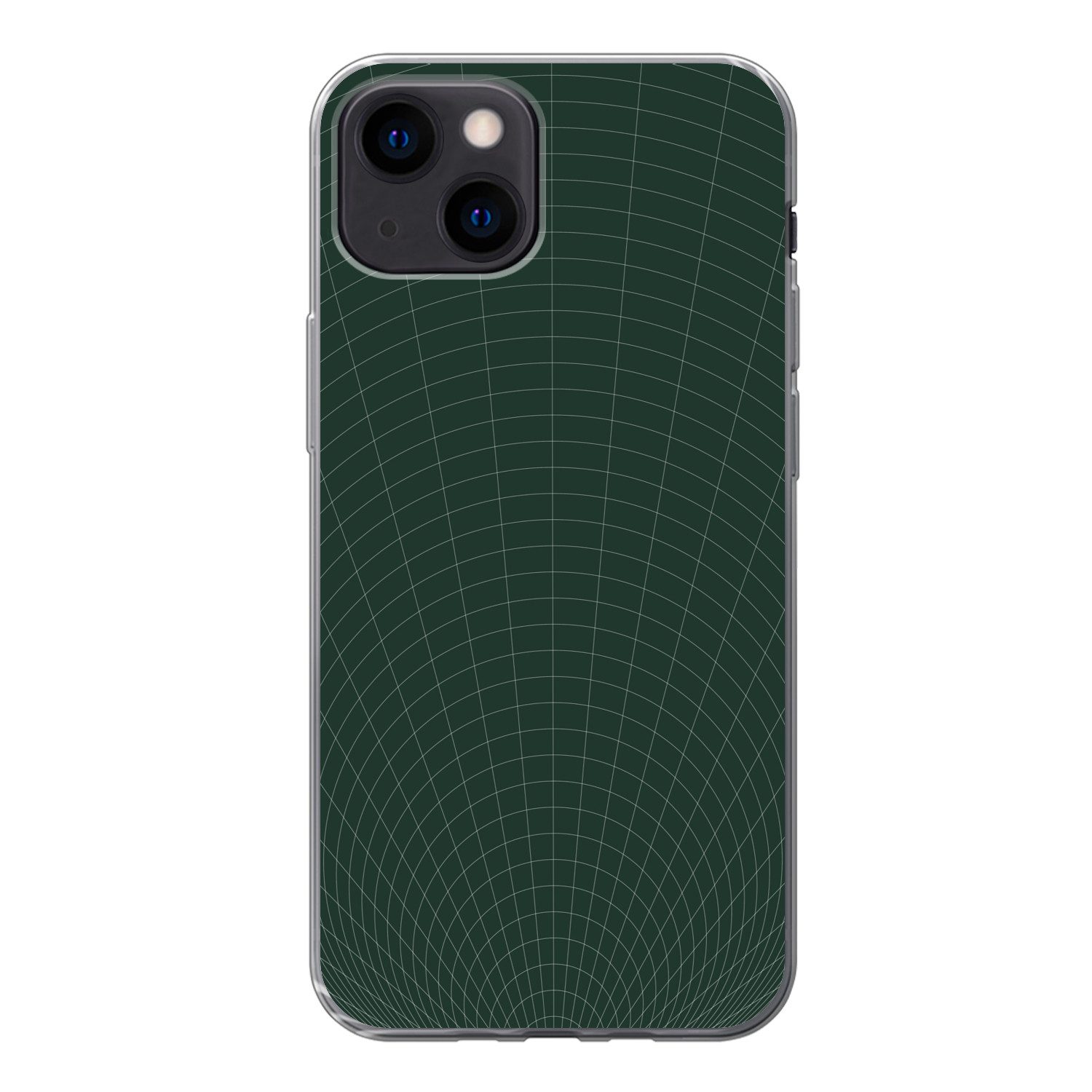 MuchoWow Handyhülle für Apple iPhone 13 mini Tunnellinien - Grün - Abstrakt, Smartphone-Bumper, Print, Handy Schutzhülle Dünn