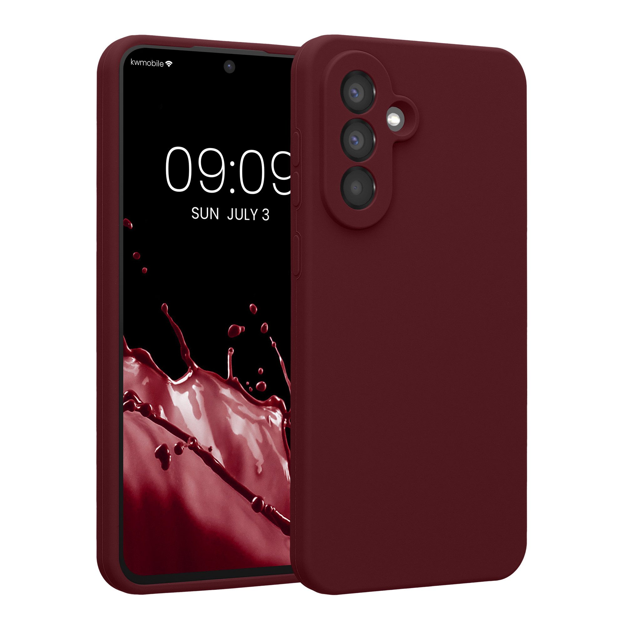 kwmobile Smartphone-Hülle Handyhülle für Samsung Galaxy A56 5G Hülle, Hülle Silikon gummiert - Handyhülle - Handy Case in Bordeaux Violett