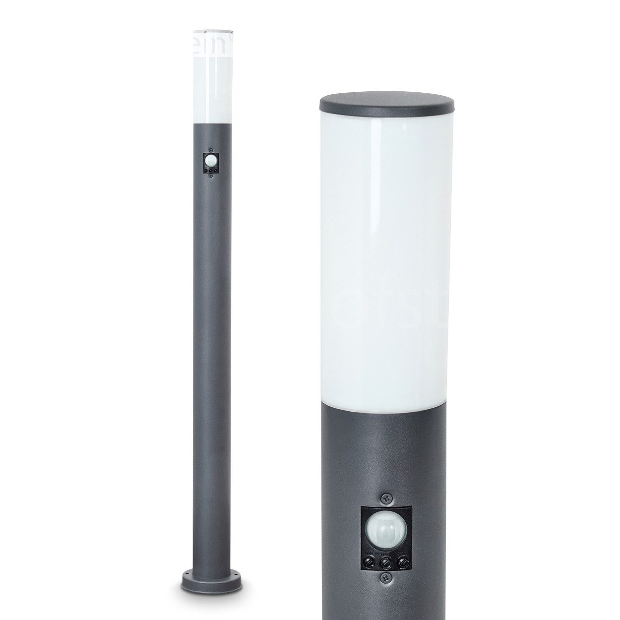 hofstein Pollerleuchte »Zogno« mit Bewegungsmelder, Metall, Schwarz, Glasscheibe, ohne Leuchtmittel, Sockelleuchte aus Metall/Kunststoff in Anthrazit/Weiß,110cm, E27,IP44