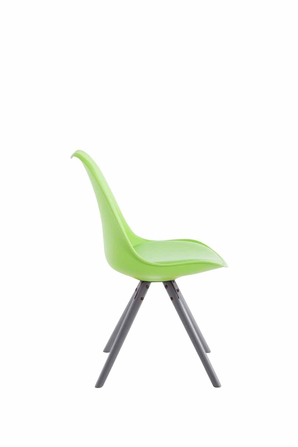 TPFLiving Besucherstuhl mit gepolsterter (Küchenstuhl Wohnzimmerstuhl), Konferenzstuhl rund hochwertig Buchenholz Sitzfläche: - Toulon grau - Sitzfläche grün Kunstleder - Esszimmerstuhl - Gestell