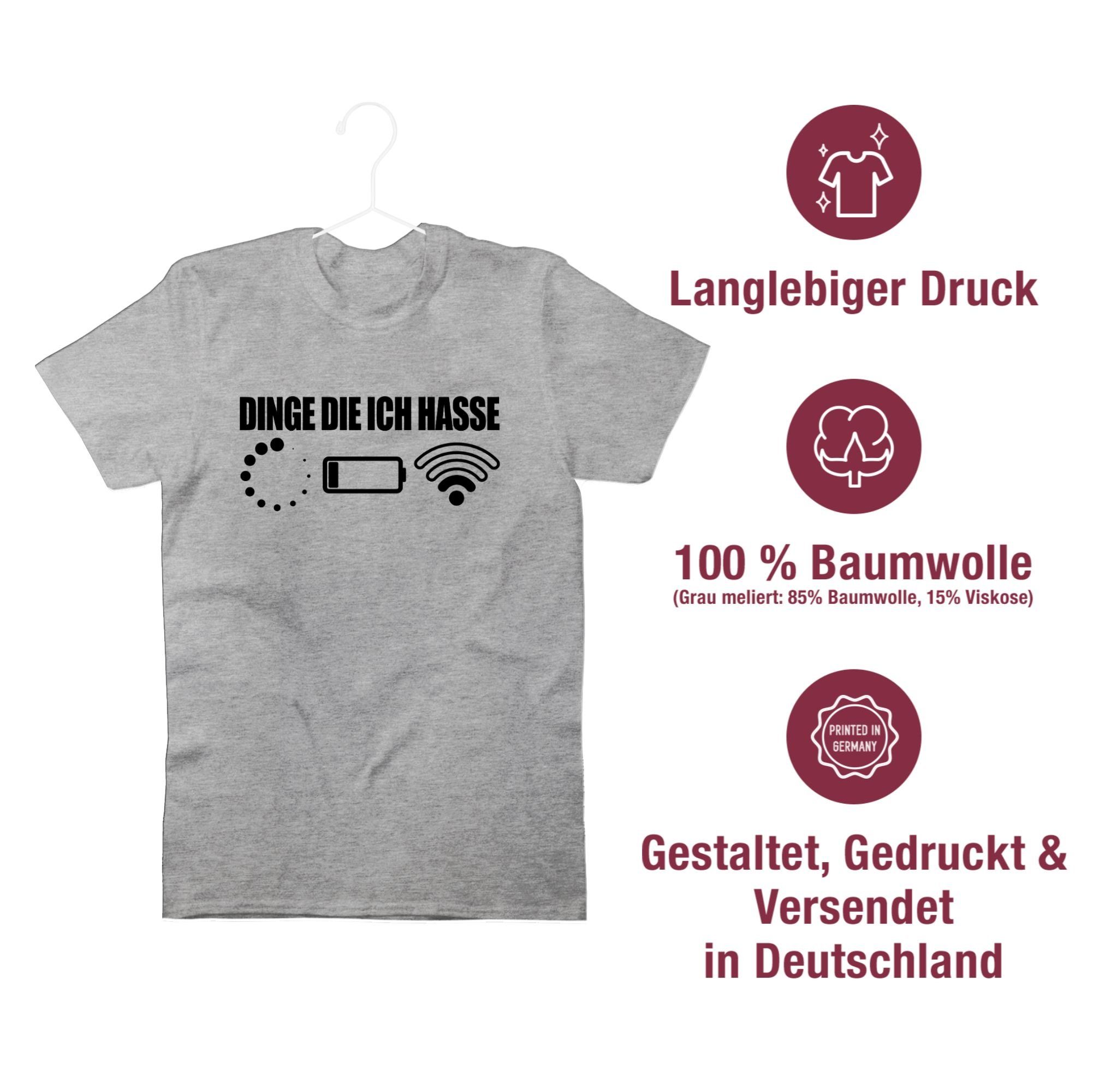 hasse Geschenke Dinge - T-Shirt meliert Grau schwarz 2 ich die Nerd Shirtracer