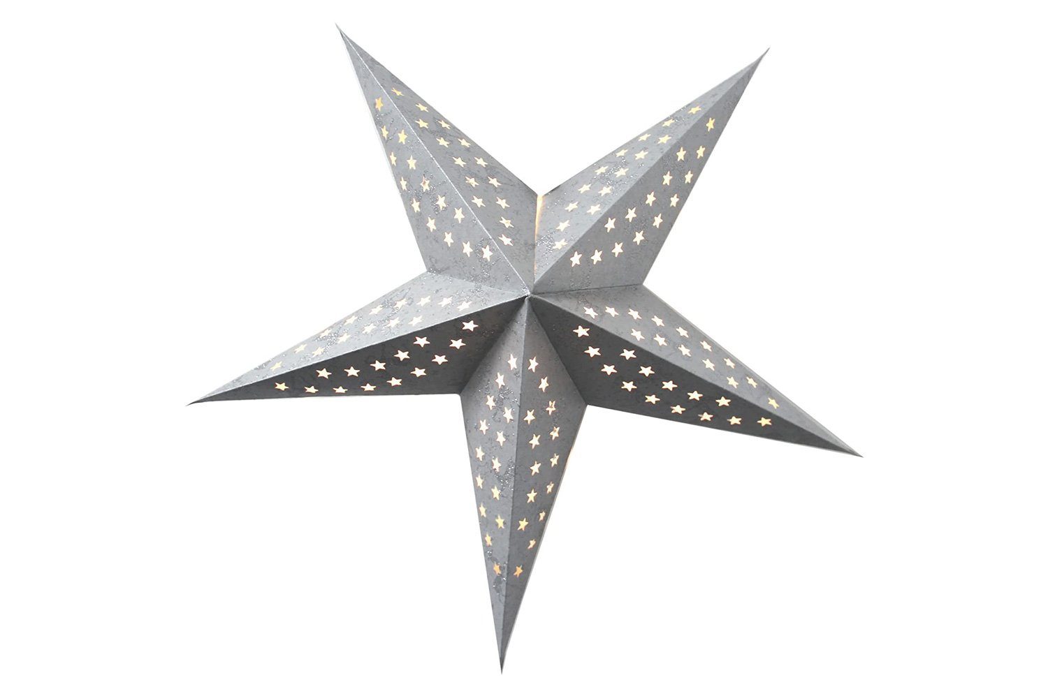 Lumineo Lampion, Dauerlicht, warmweiß, kaltweiß, klassisch warm, Weihnachtsstern Papier beleuchtet 60cm silber metallic, inkl. Elektrik