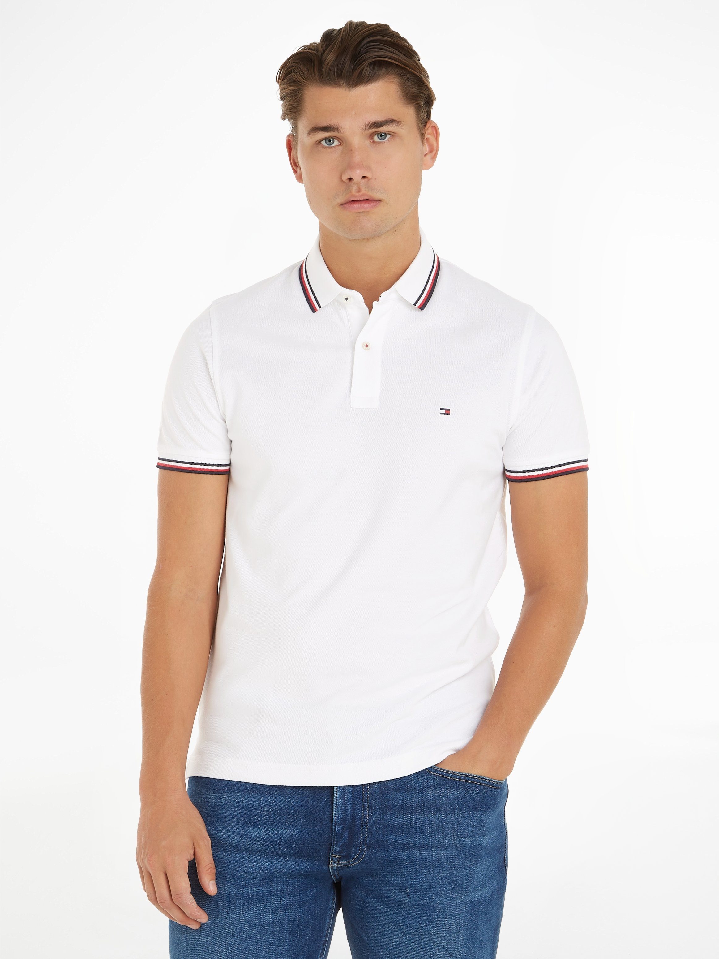 Tommy Hilfiger Poloshirt TOMMY TIPPED SLIM POLO white