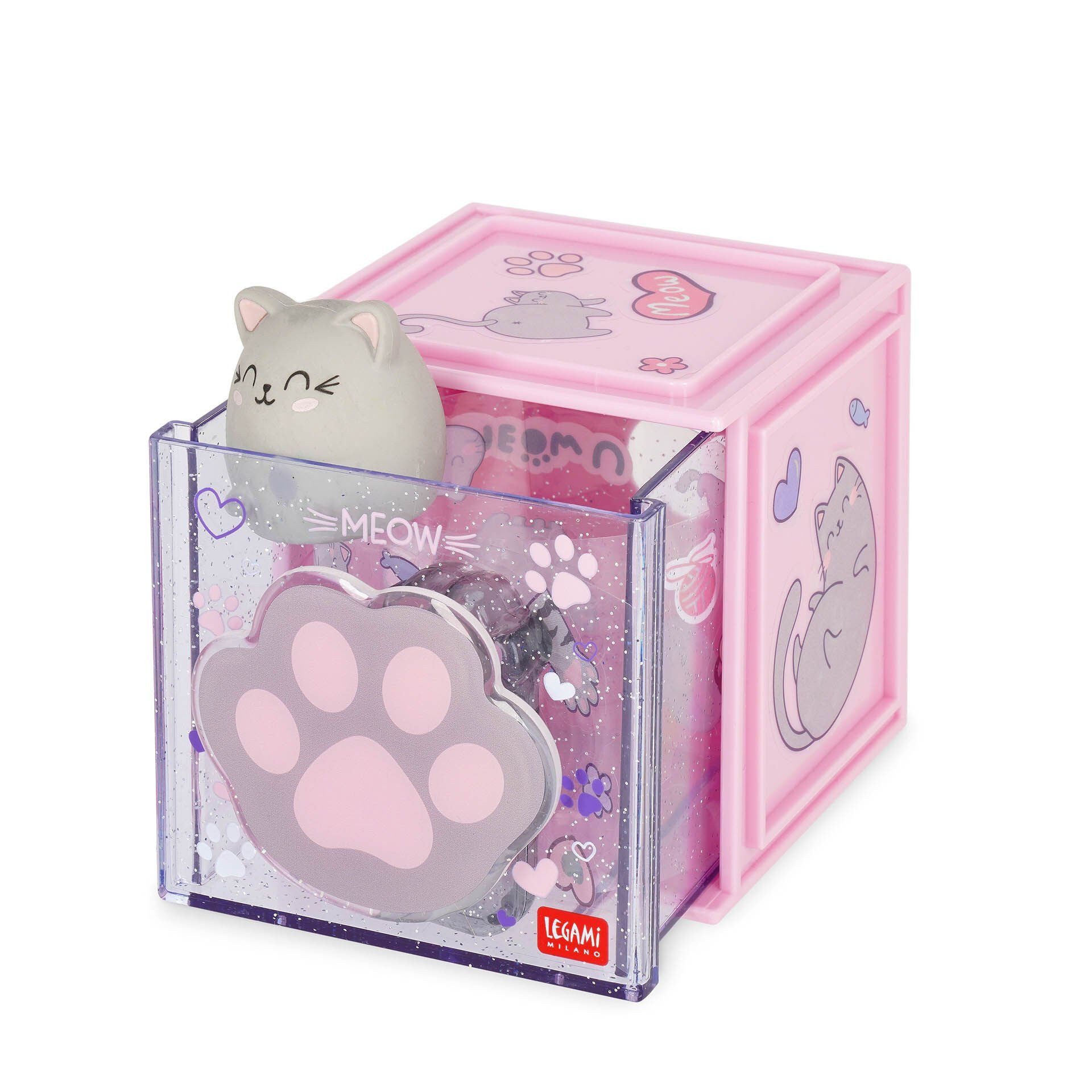Legami Aufbewahrungsbox LEGAMI Erweiterbare Schreibtischbox - Cutie Cube - MEOW