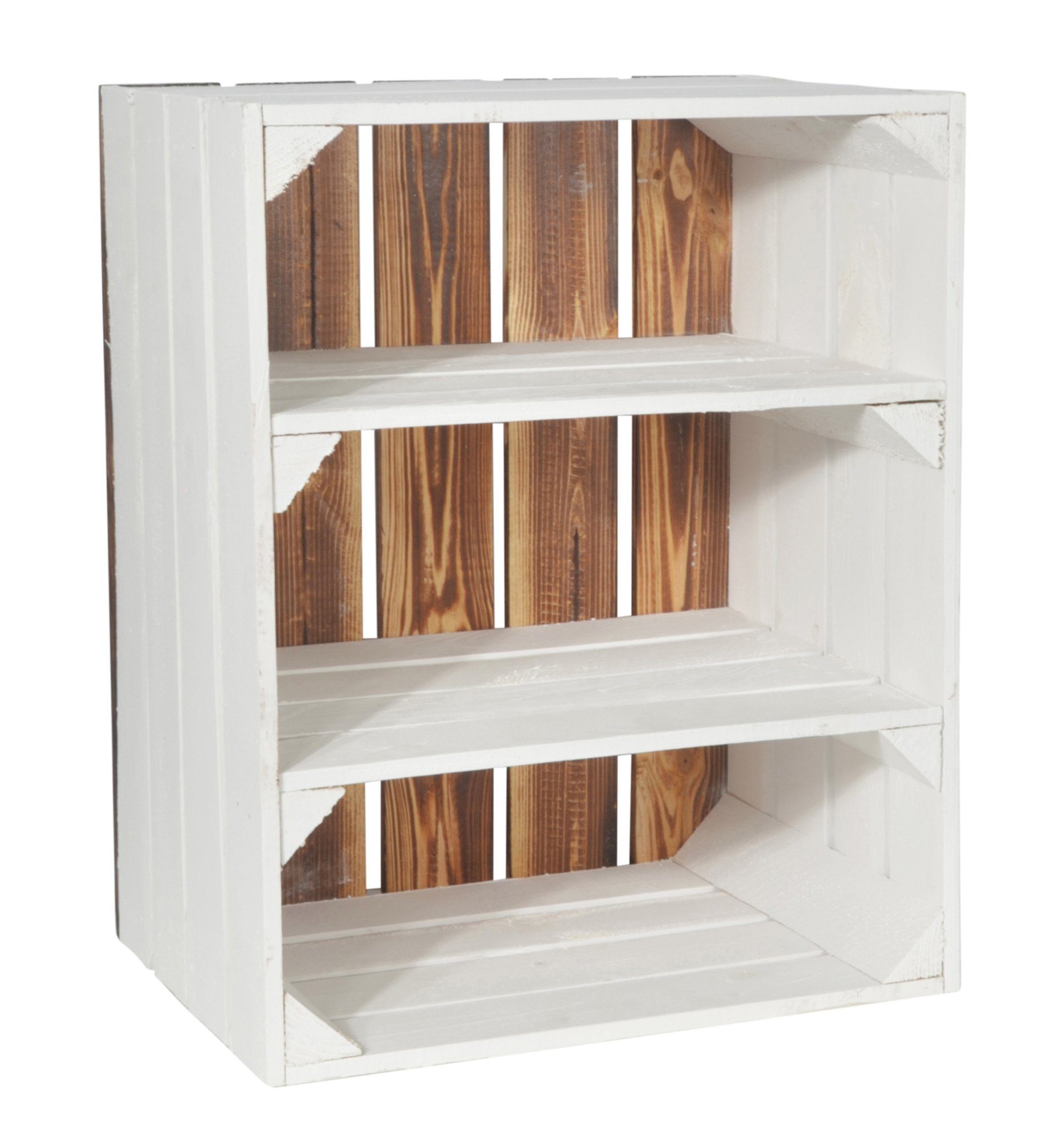 CHICCIE Holzkiste 2x Kurzes Regal Weiß Geflammt 50x40x30cm Kiste (1 St)