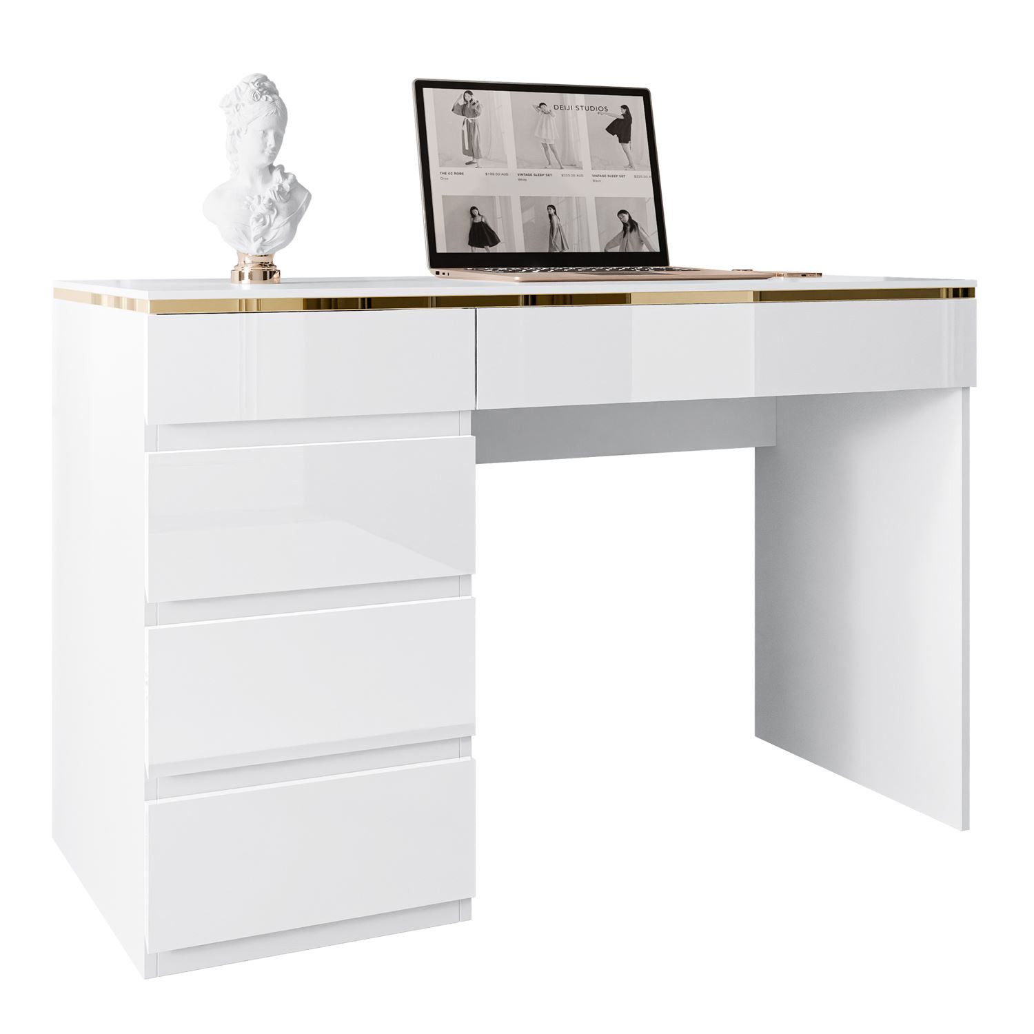 Lookway Schreibtisch AURORA mit Schubladen und Dekorative Umrandung, Breite günstig online kaufen