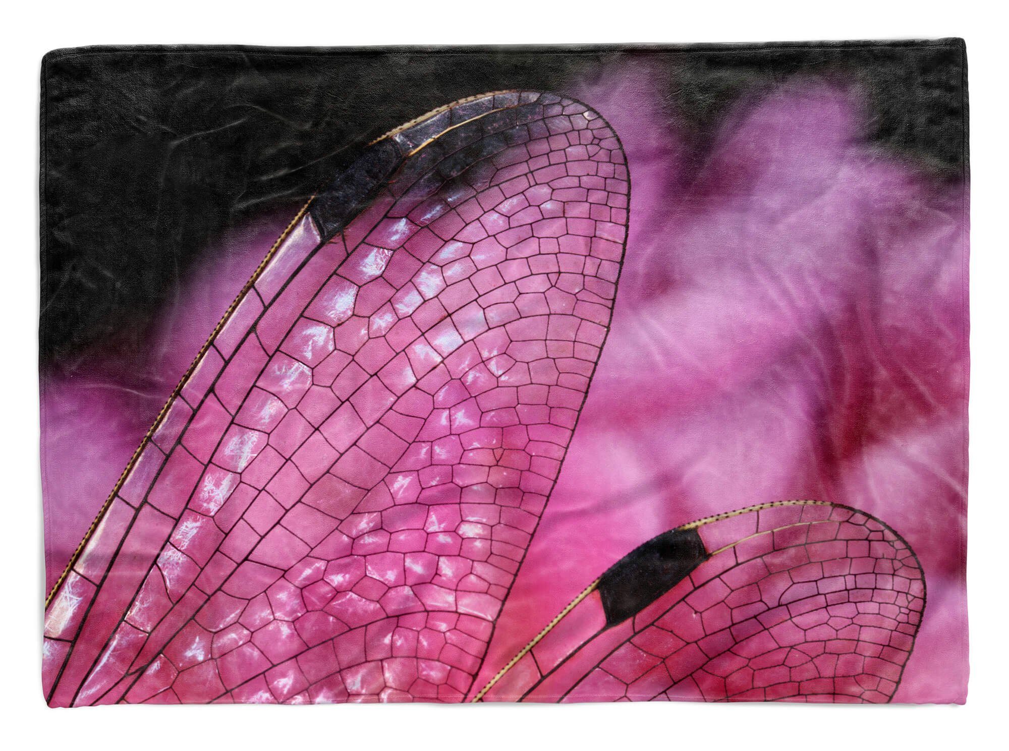 Sinus Art Handtücher Handtuch Strandhandtuch Saunatuch Kuscheldecke mit Tiermotiv Libelle Flügel Mak, Baumwolle-Polyester-Mix (1-St), Handtuch