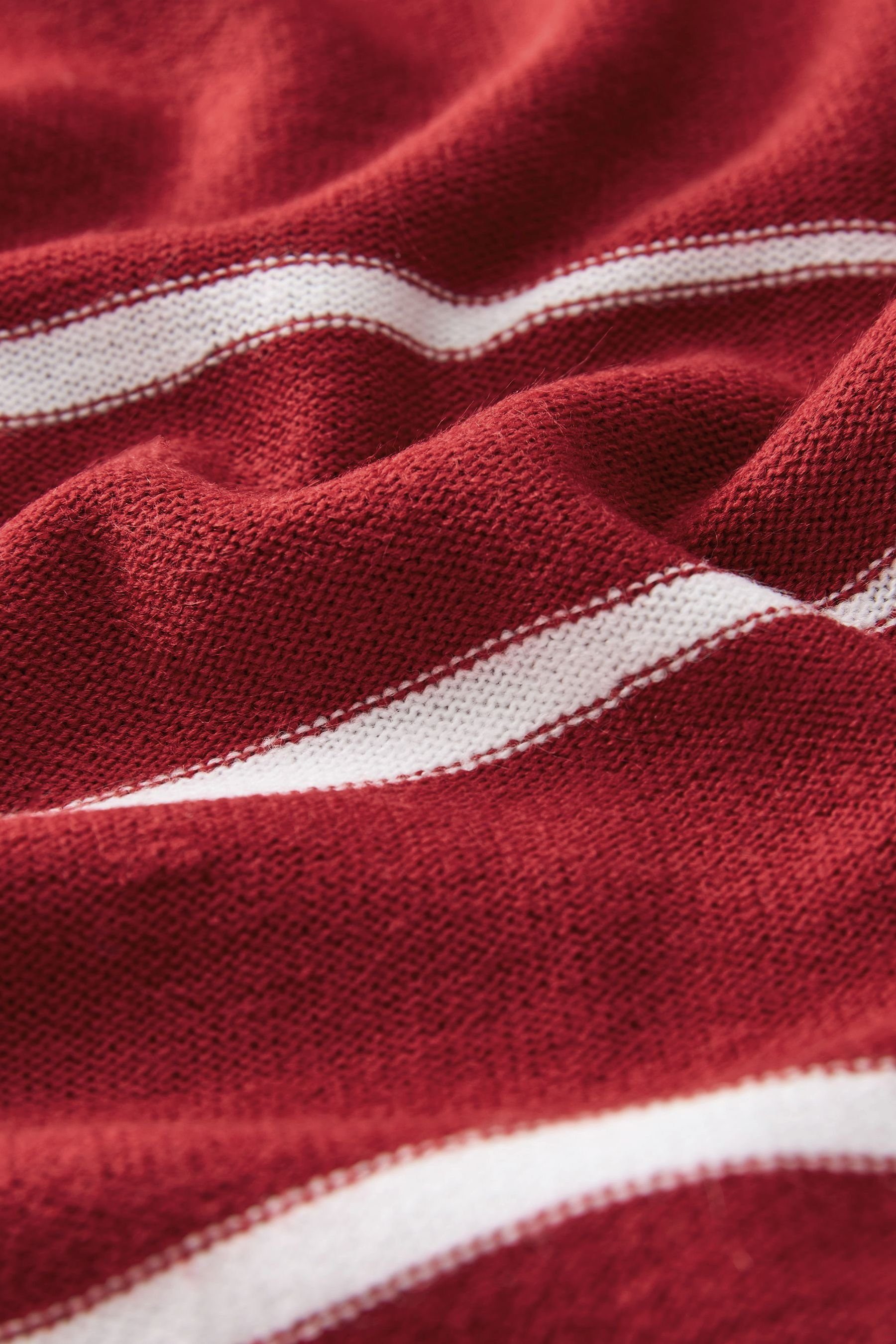Kuscheliger and Stripe Red Next (1-tlg) mit White Rundhalspullover Pullover Rundhalsausschnitt