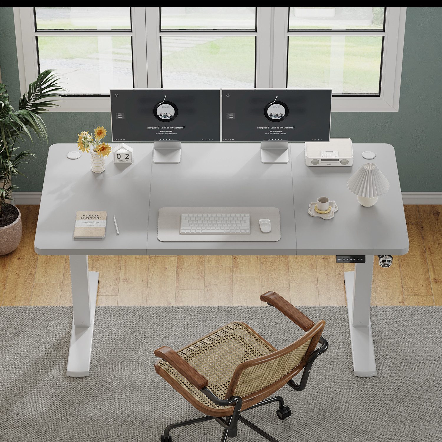 Furnicopia Schreibtisch Höhenverstellbarer mit USB-Ladefunktion und Wecker-Erinnerung (2 Höheneinstellungen 5 Farben und 6 Größen fur eine Vielzahl von Arbeits- – Bild 3 von 5