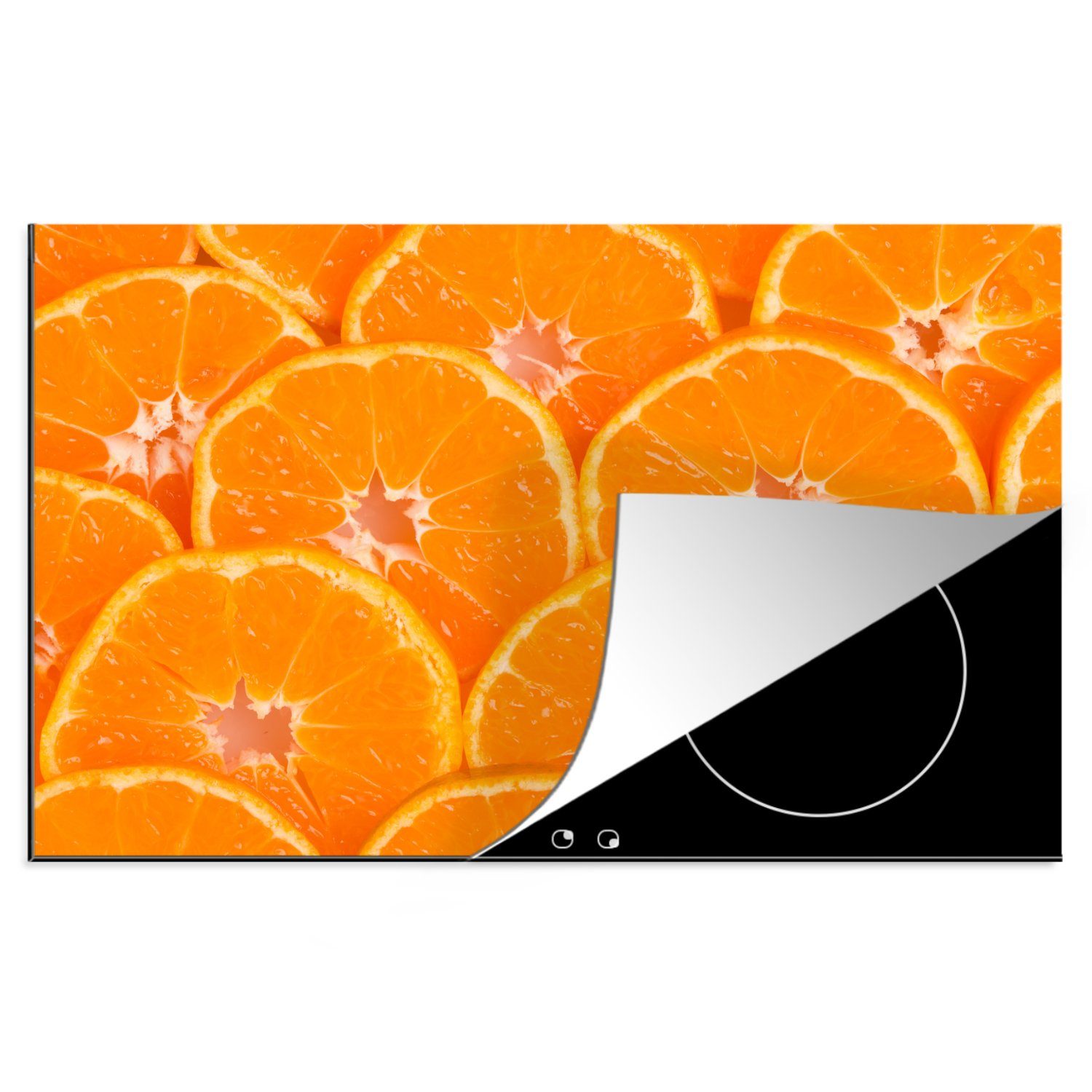 MuchoWow Herdblende-/Abdeckplatte Orange - Obst - Orange, Vinyl, (1 tlg), 81x52 cm, Induktionskochfeld Schutz für die küche, Ceranfeldabdeckung