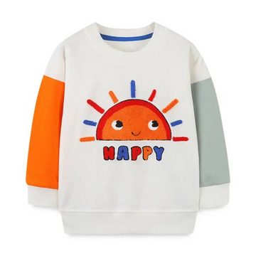 suebidou Sweatshirt Pullover ungeplüscht Jersey für Kinder mit "Happy" Statement