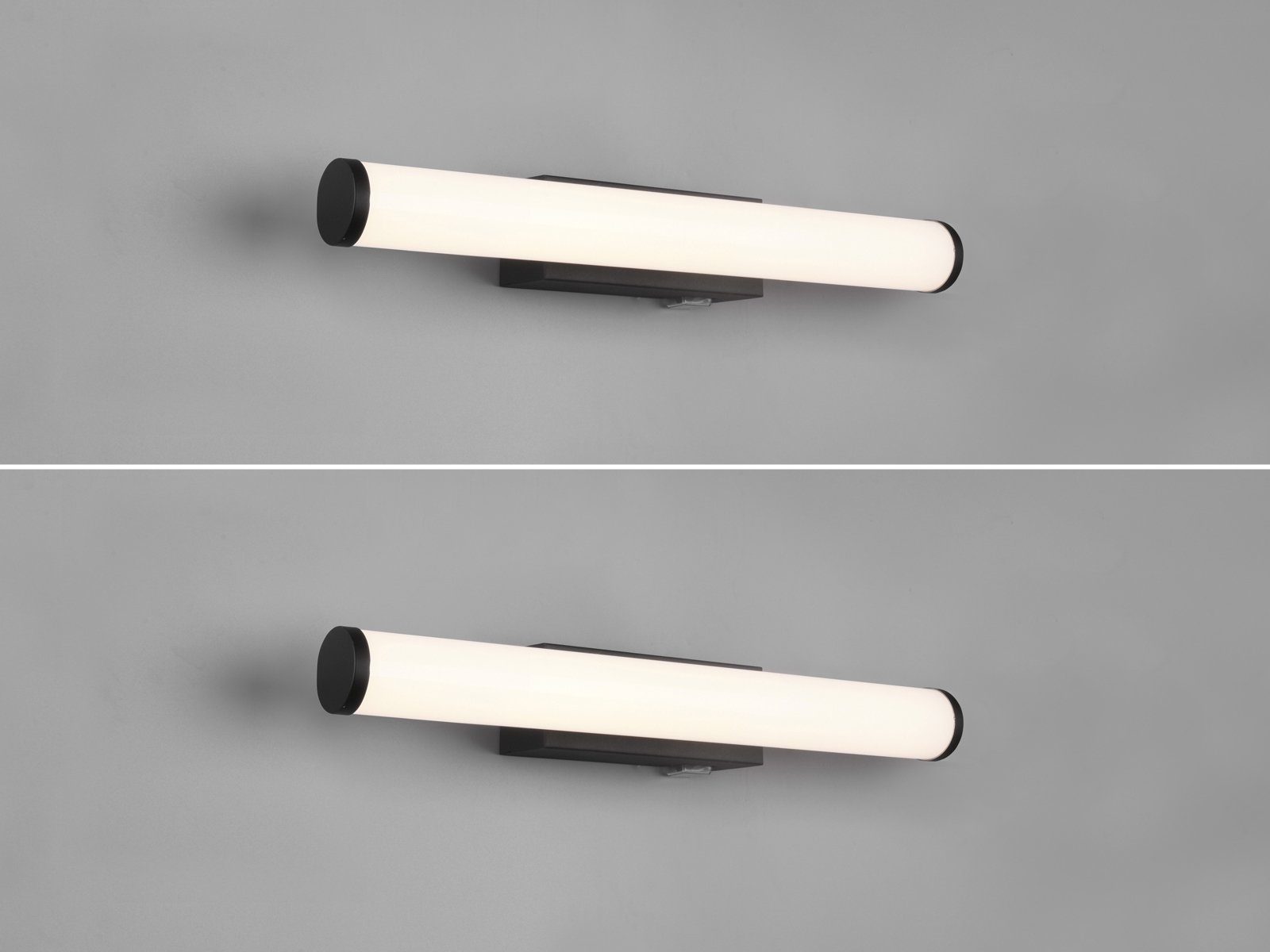 TRIO Leuchten Spiegelleuchte, LED fest integriert, Warmweiß, 2er Set Wand-lampe mit Schalter Badlampen Gäste WC Schwarz Breite 40cm