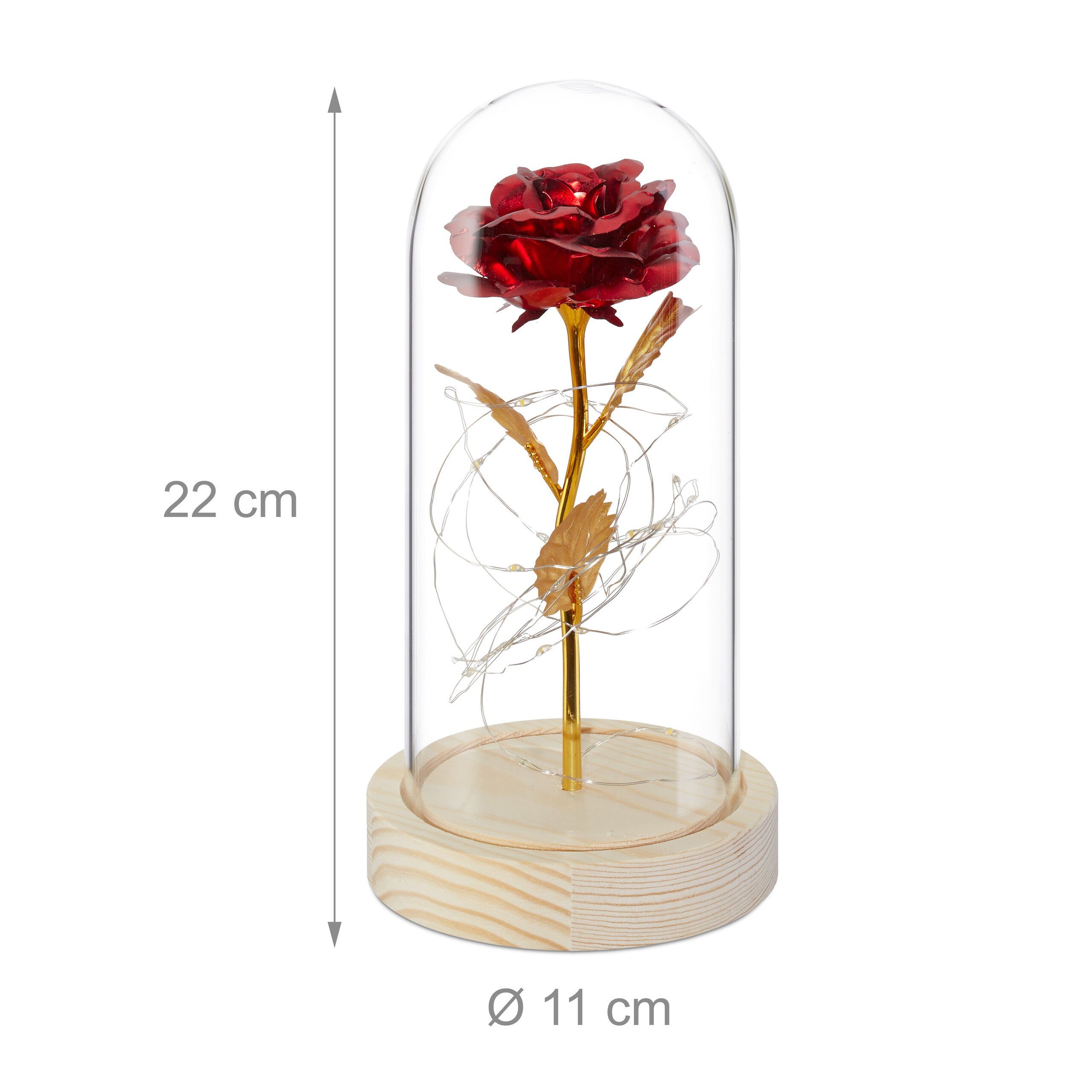 Kunstblume Ewige Rose im Glas Rose, relaxdays, Höhe 22 cm – Bild 4 von 5