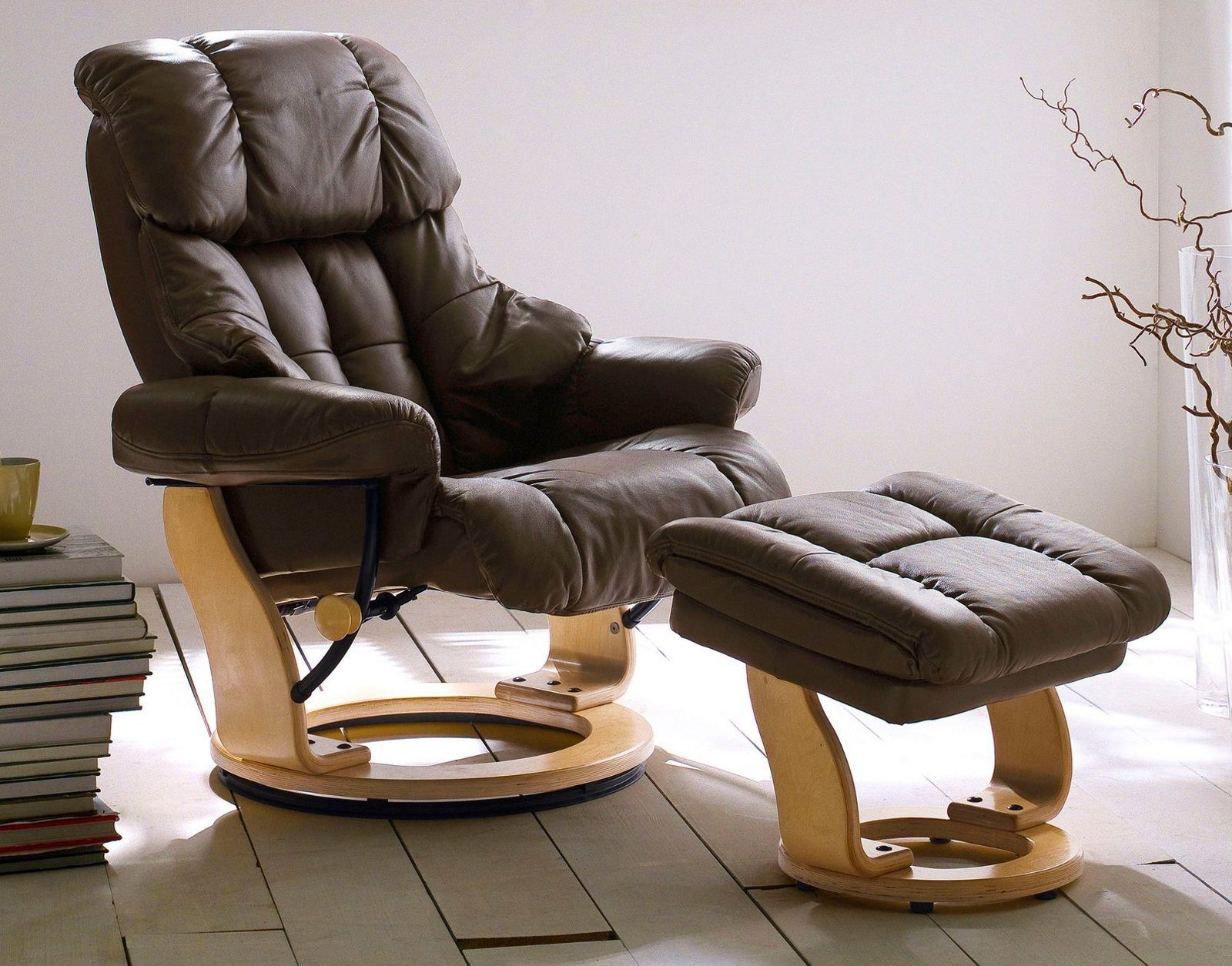 MCA furniture Kg (Fernsehsessel 180 XXL 360°drehbar, Lederbezug, Hocker), bis Calgary Relaxsessel inklusive