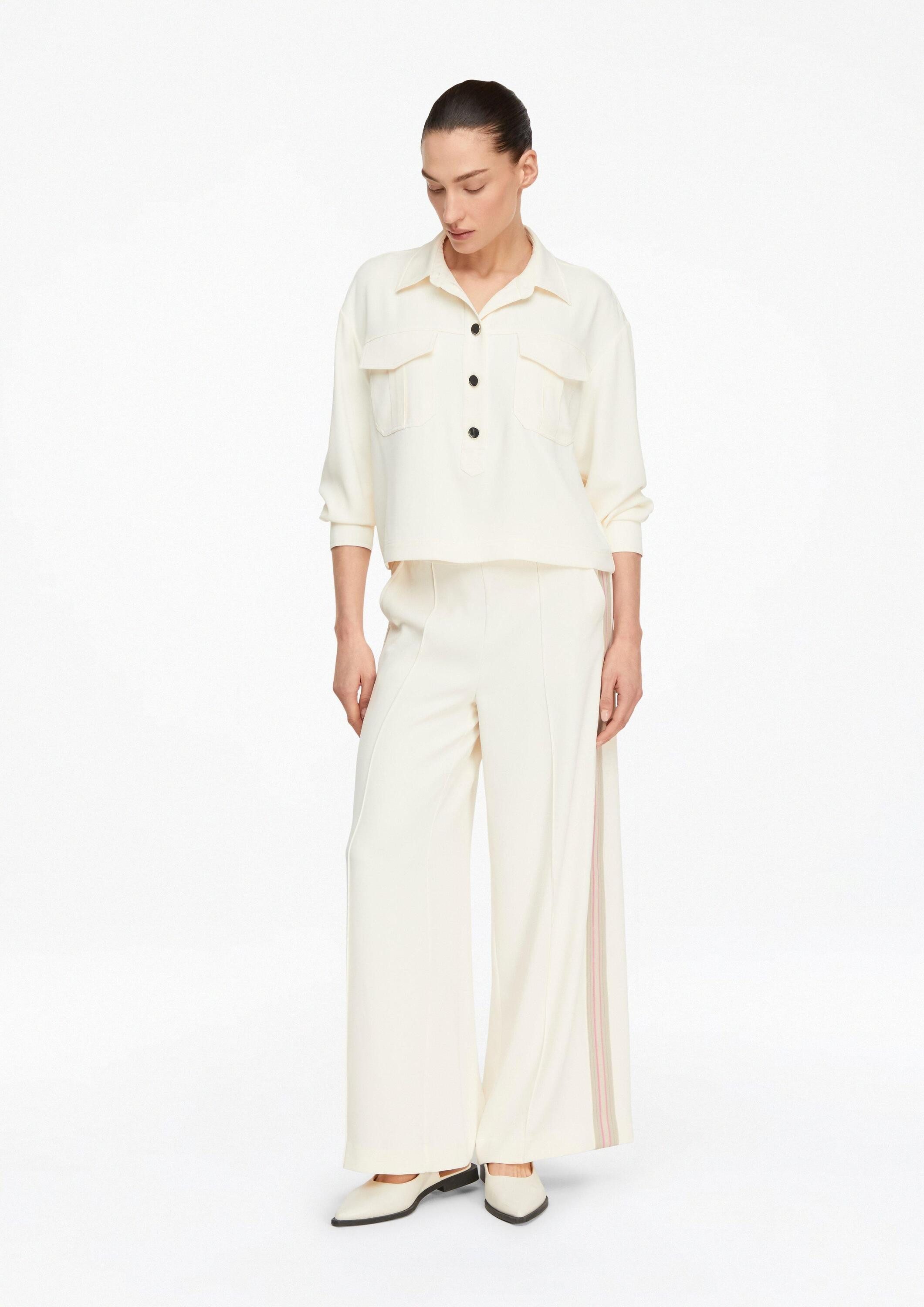 comma Chinos Hose Wide-Leg-Hose mit Kontraststreifen günstig online kaufen
