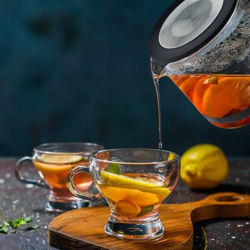 Impolio Teekanne Glas Teekanne 800ml mit Deckelaufsatz, Edelstahl-Sieb & Kanne