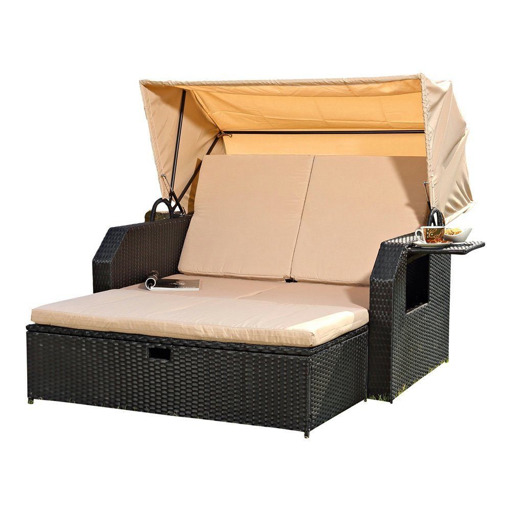 Melko Strandkorb Rattan Strandkorb Sonnenbett Dach günstig online kaufen