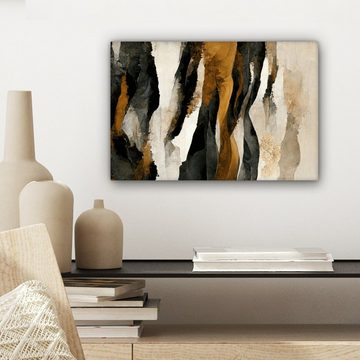 OneMillionCanvasses® Leinwandbild Kunst - Landschaft - Berge - Schwarz - Weiß - Beige, (1 St), Wandbild Leinwandbilder, Aufhängefertig, Wanddeko, 30x20 cm
