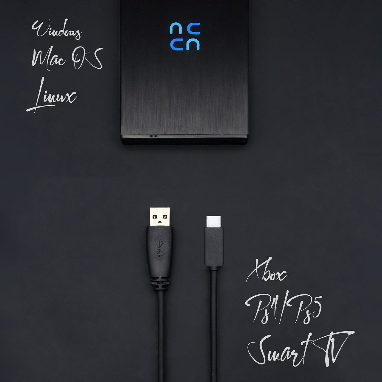 HURRICANE GD25612C Externe Festplatte 640GB 2,5" USB-C HDD Speicher externe HDD-Festplatte 2,5", für PC, Laptop, PS4, PS5, Xbox - kompatibel mit Windows, Mac, Linux