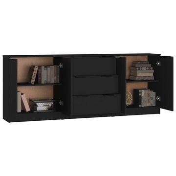 vidaXL Sideboard 3-tlg. Sideboard-Set Schwarz Holzwerkstoff (3 St)