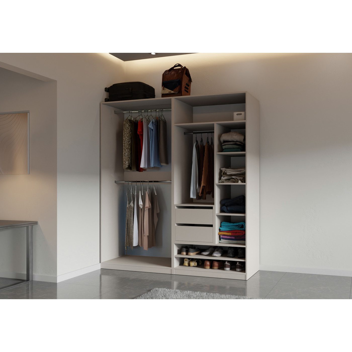 Marmex Möbel Kleiderschrank TRES 01 moderner offener Kleiderschrank mit Kleiderstangen ohne Schranktüren, Ankleidezimmer – Bild 5 von 5
