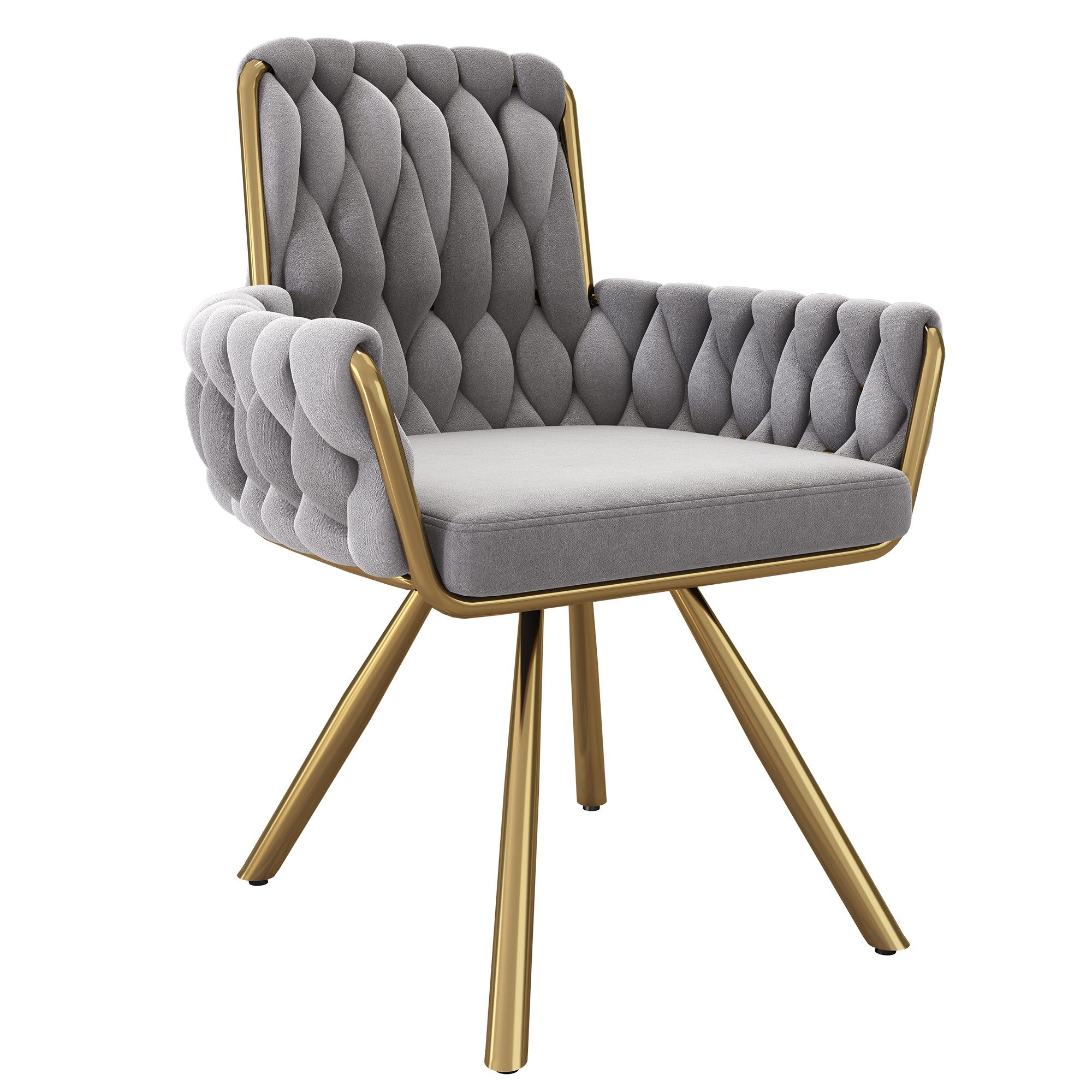 Flieks Esszimmerstuhl (Set, 2 St), 2er Set Polsterstühle mit Armlehnen Wohnzimmerstuhl Samt, Stahlbeine