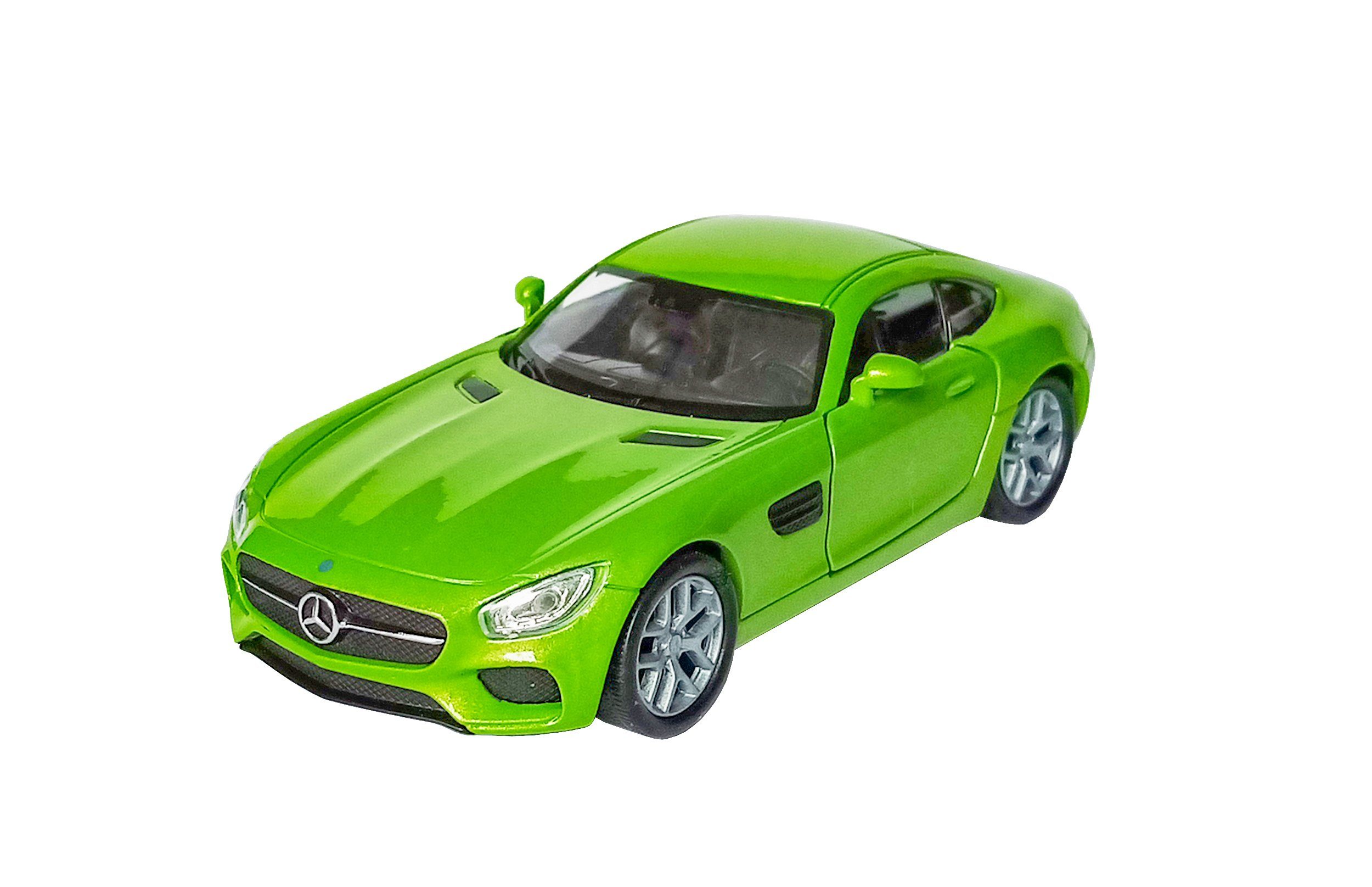 Welly Modellauto MERCEDES-AMG GT Modellauto Metall Modell Auto 03 (Grün-Metallic), Spielzeugauto Geschenk Welly