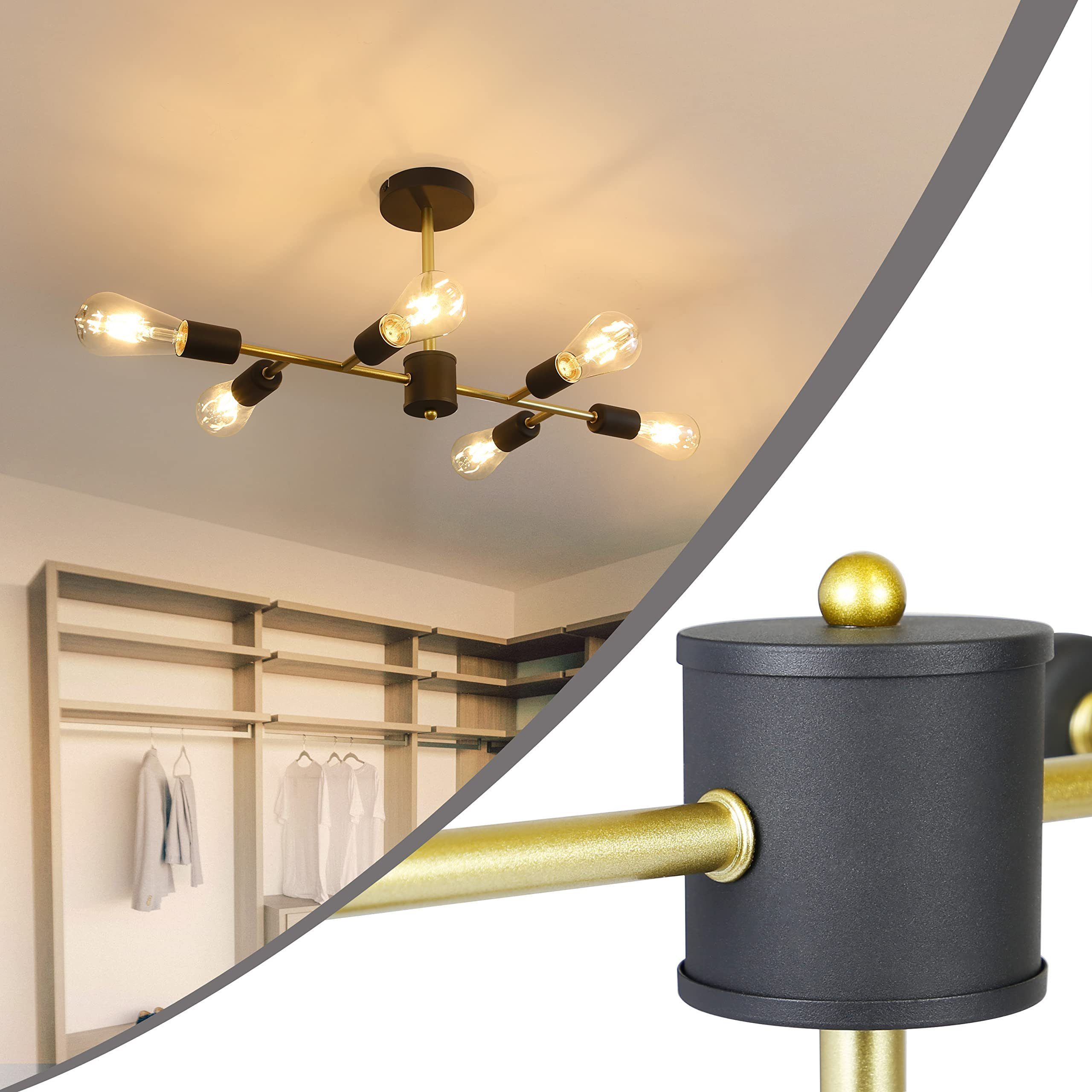 ZMH Deckenleuchte Schwarz E27 Industrial 6 günstig online kaufen