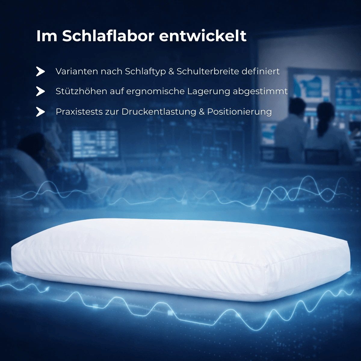 LuxeCosy GmbH Nackenstützkissen "Perfect Fit" Daunen Nackenstützkissen 40x80 cm, Füllung: 90% Daune, 10% Feder, Seitenschläfer, Rückenschläfer, Bauchschläfer, Mischschläfer, hergestellt in Deutschland, Im Schlaflabor entwickeltes Nackenkissen