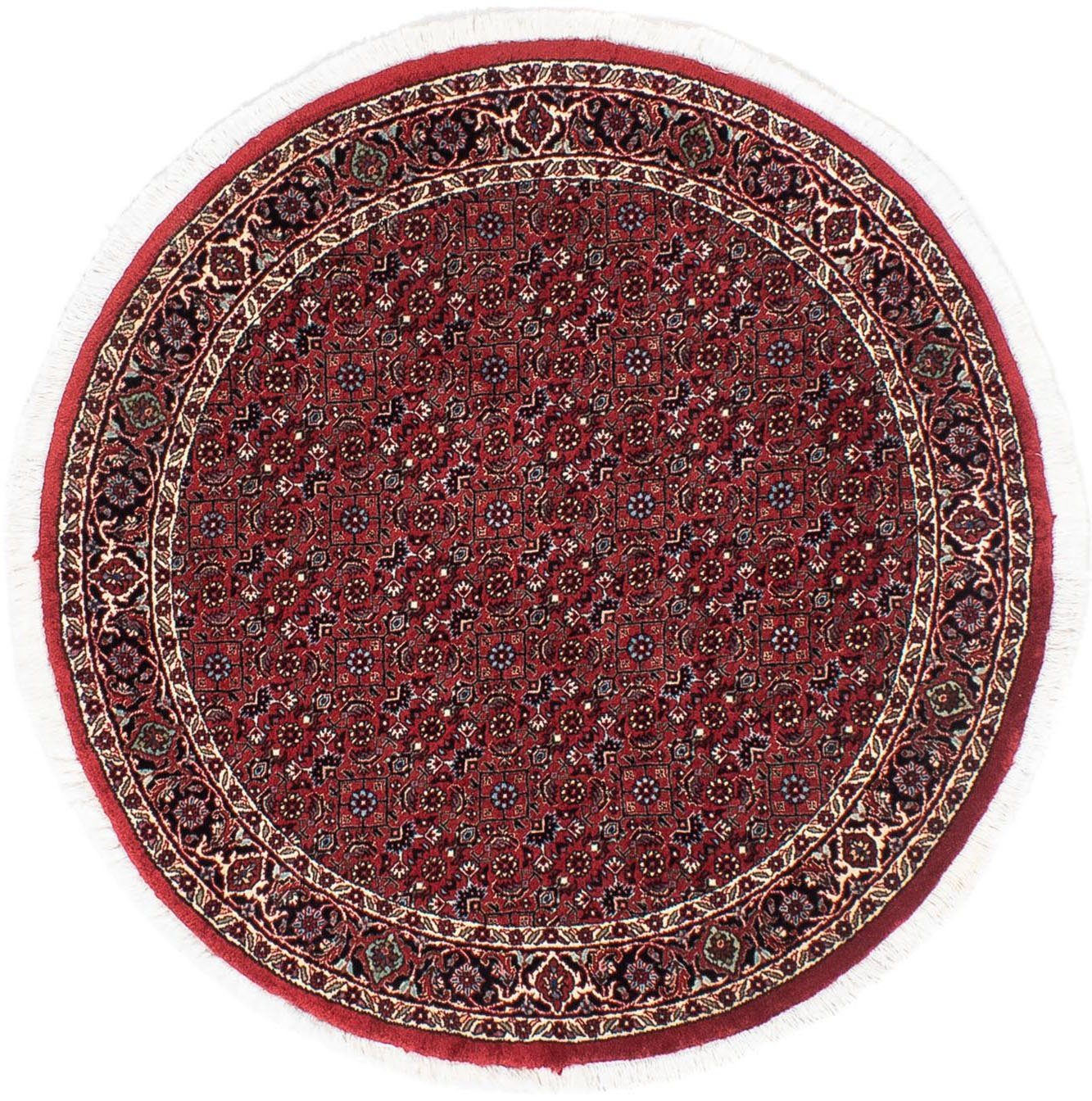 Orientteppich Perser - Bidjar Handgeknüpft, 105 x rund, mit morgenland, 15 105 cm Höhe: dunkelrot, - Einzelstück rund Wohnzimmer, mm, - Zertifikat