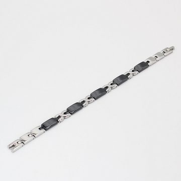 ELLAWIL Armband Gliederarmband Edelstahl- Keramikarmband Handgelenkkette Damenarmband (aus schwarzer Keramik mit silberfarbenen Edelstahl, Armbandlänge 21 cm, Breite 6 mm x 3 mm), inklusive Geschenkschachtel