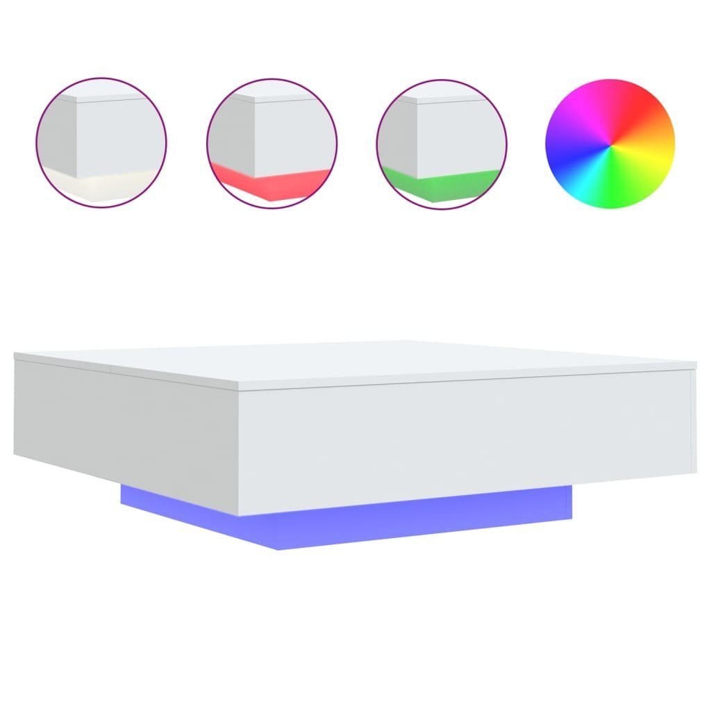 Couchtisch 100 x 100 x 31 cm Couchtisch mit LED Leuchten Weiß 100x100x31 cm Beist