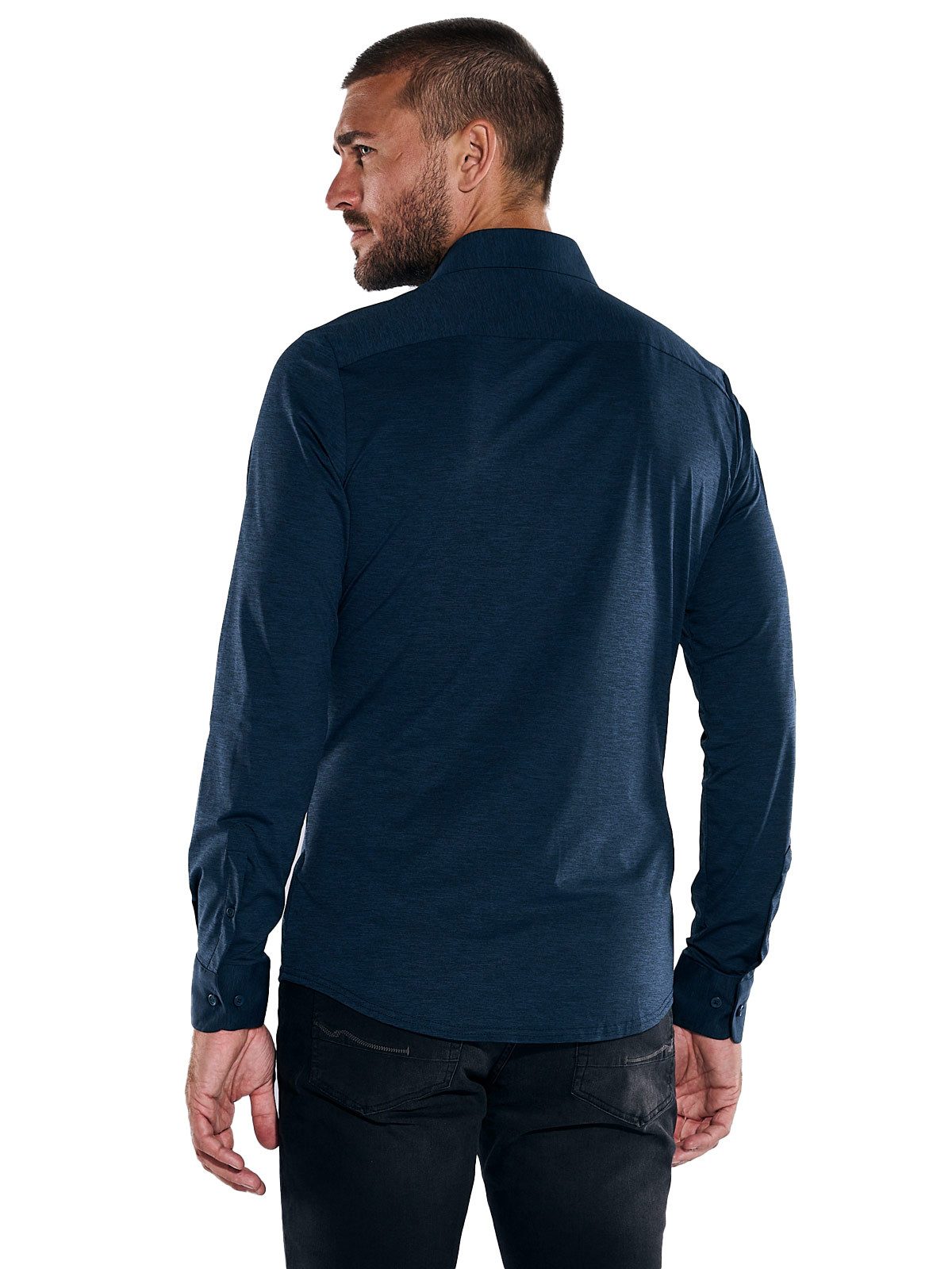 emilio adani Langarmhemd emilio adani Herren Funktions-Hemd Langarm, Saphirblau