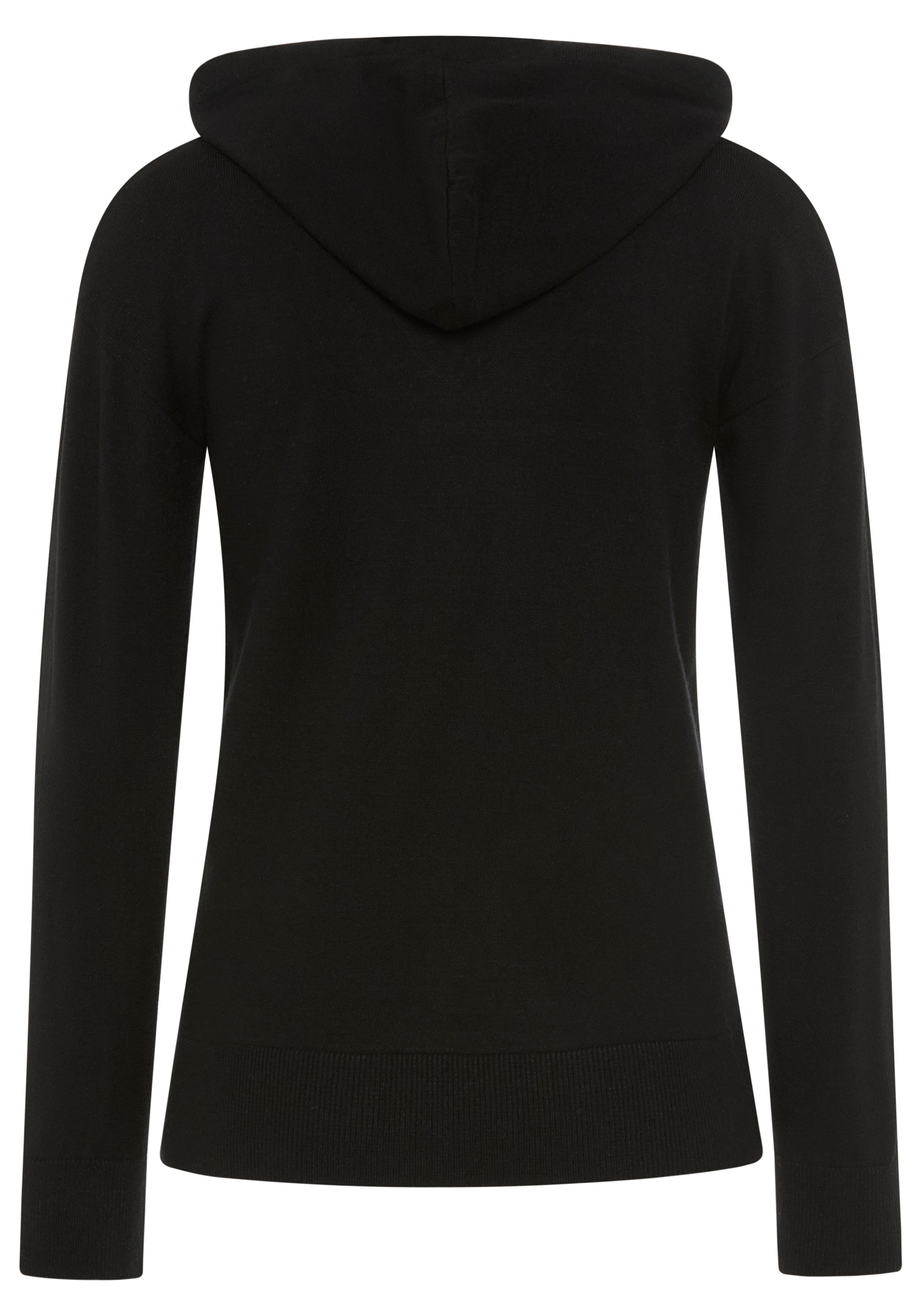 Laura Scott Kapuzenpullover kuscheliger Winterstrick mit femininem Spitzeneinsatz