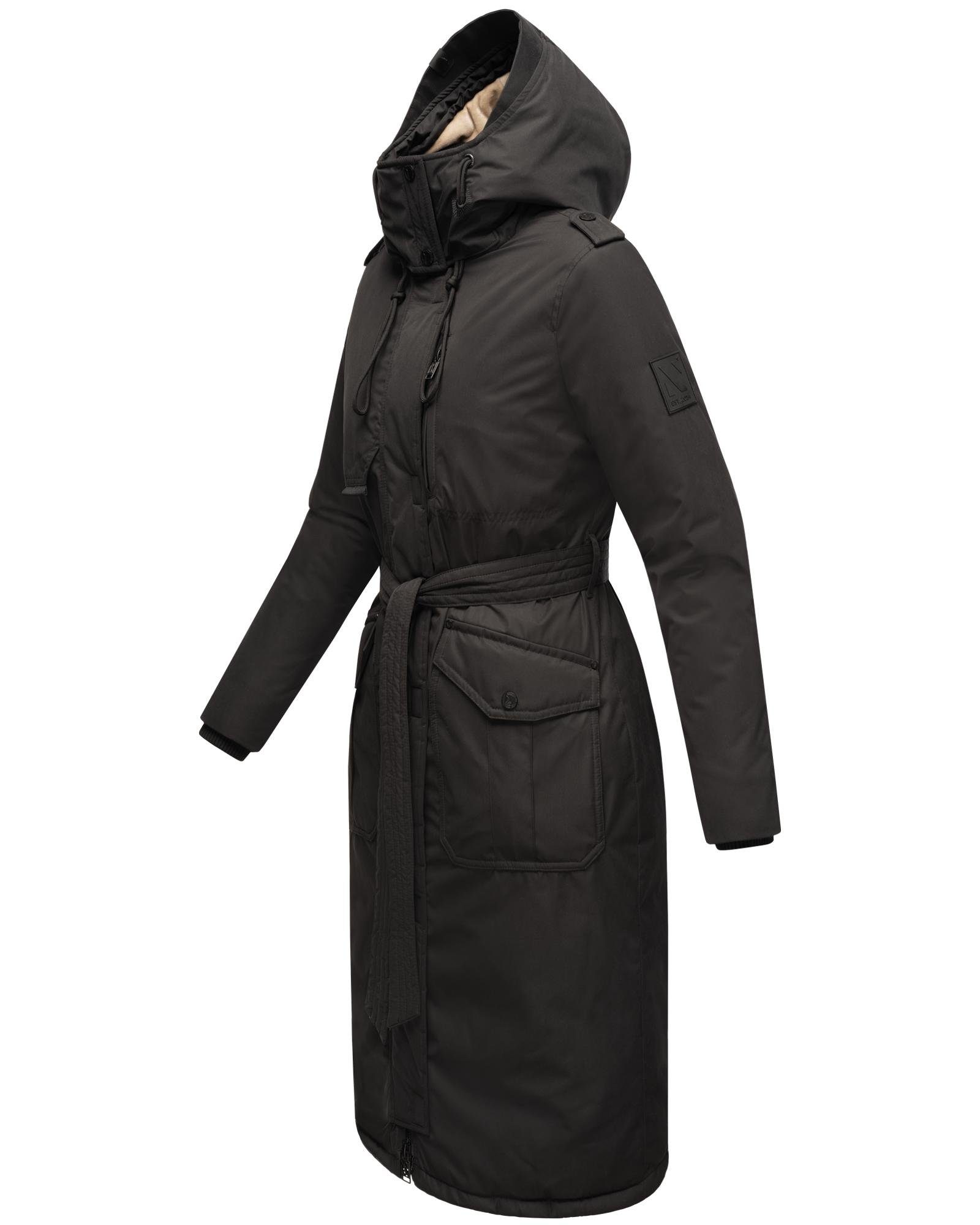 Navahoo Wintermantel Hokulanii Langer Winter Damenmantel mit Taillengürtel