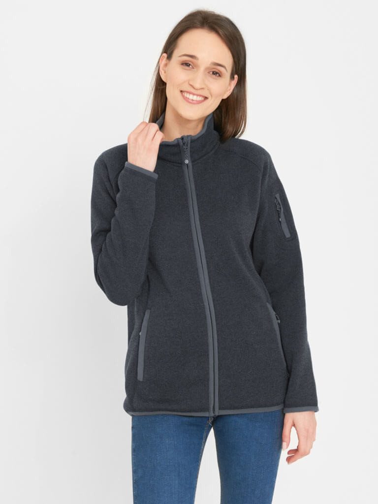 Sea Ranch Fleecejacke Eleana Damen Fleece-Strickjacke Eleana mit Stehkragen und Reißverschluss