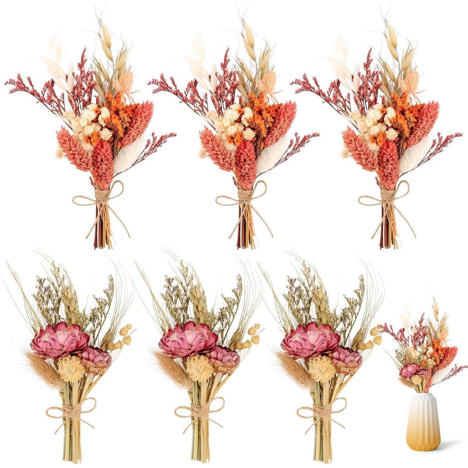 Trockenblume Mini Trockenblumenstrauß 6er Set Boho Deko, LuxusKollektion, Höhe 10 cm