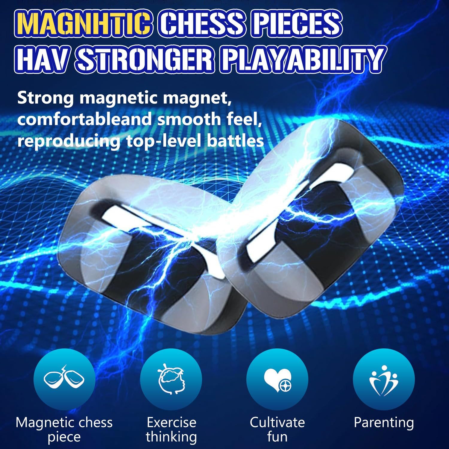 Bundviel Lernspielzeug Lernspielzeug Tisch-Magnetspiel,Reises Magnetisch spiel,Magnetic Chess – Bild 5 von 5