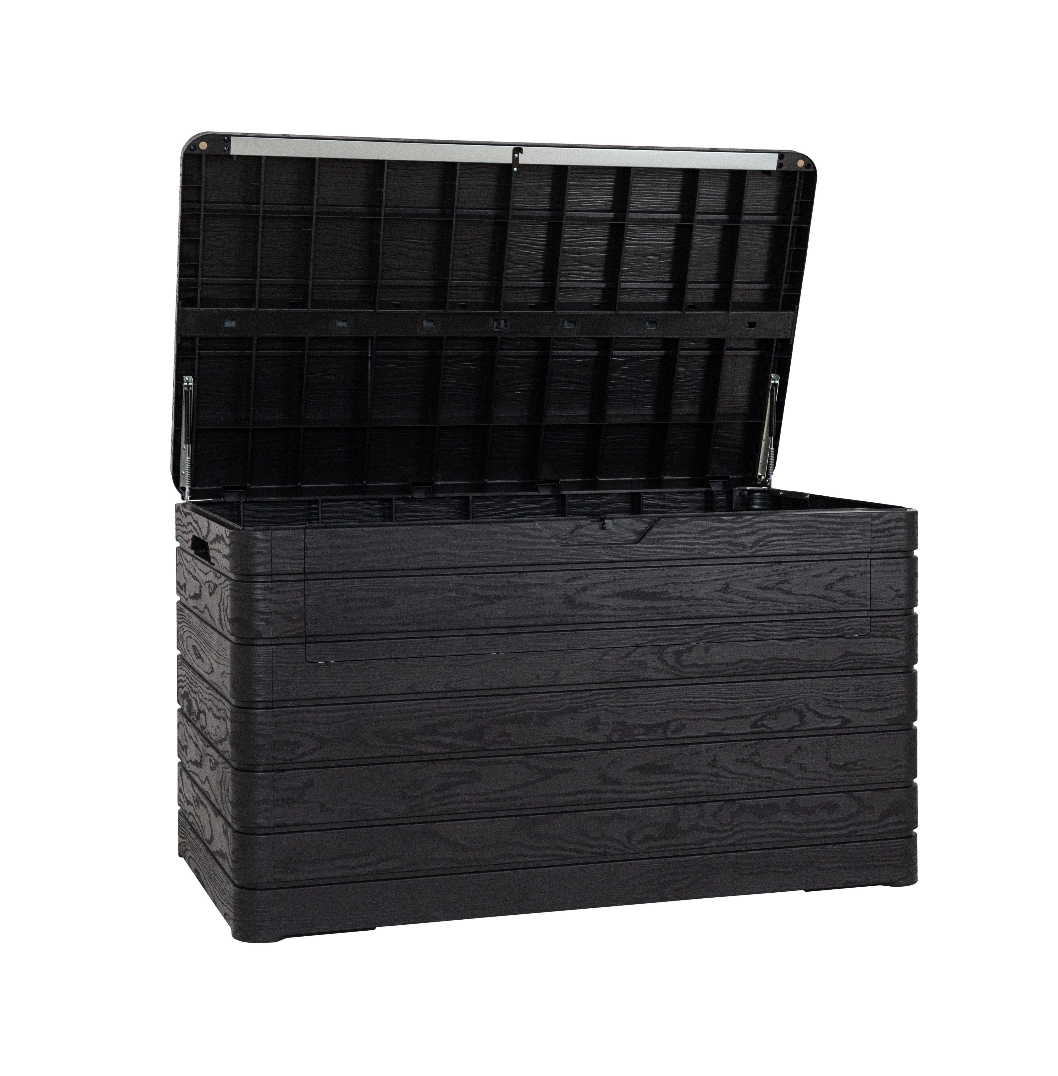 Koll Living Gartenbox Nora 970 Liter aus Kunststoff, 147 x 83 x 85 cm, mit Frontklappe, abschließbar, mit Gasdruckfedern