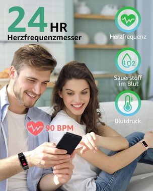 IMFRCHCS B6 Smartwatch (1,47 Zoll, Andriod iOS), mit Schrittzähler Pulsmesser SpO2 IP68 Wasserdicht 137SportmodiFitness