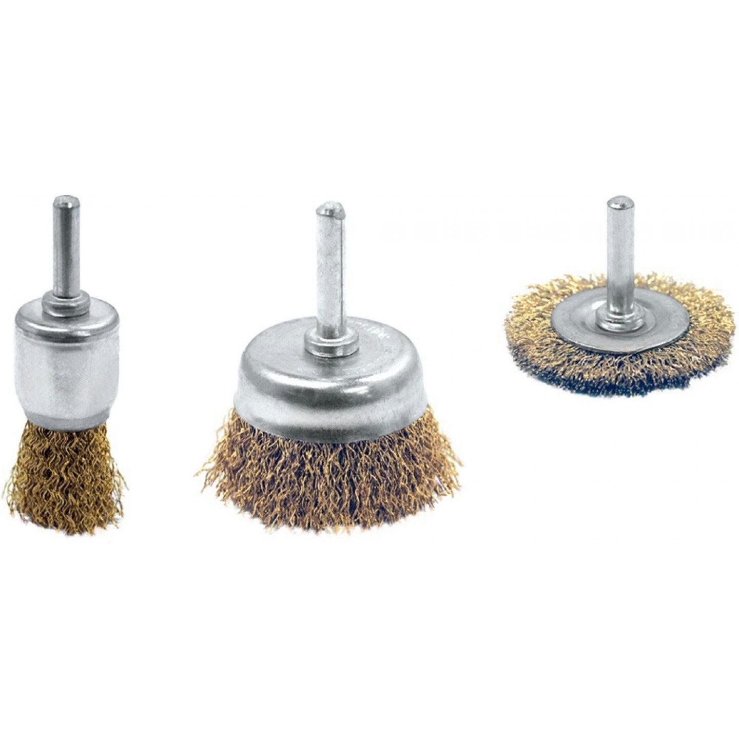 TRIZERATOP Drahtbürste SZCZOTKI DRUCIANE Z TRZPIENIEM, ZESTAW 3 SZT., für Elektrowerkzeuge, (Satz Messingbürsten, Drahtbürste, Scheibenbürste Topfbürste 20mm, 50mm)