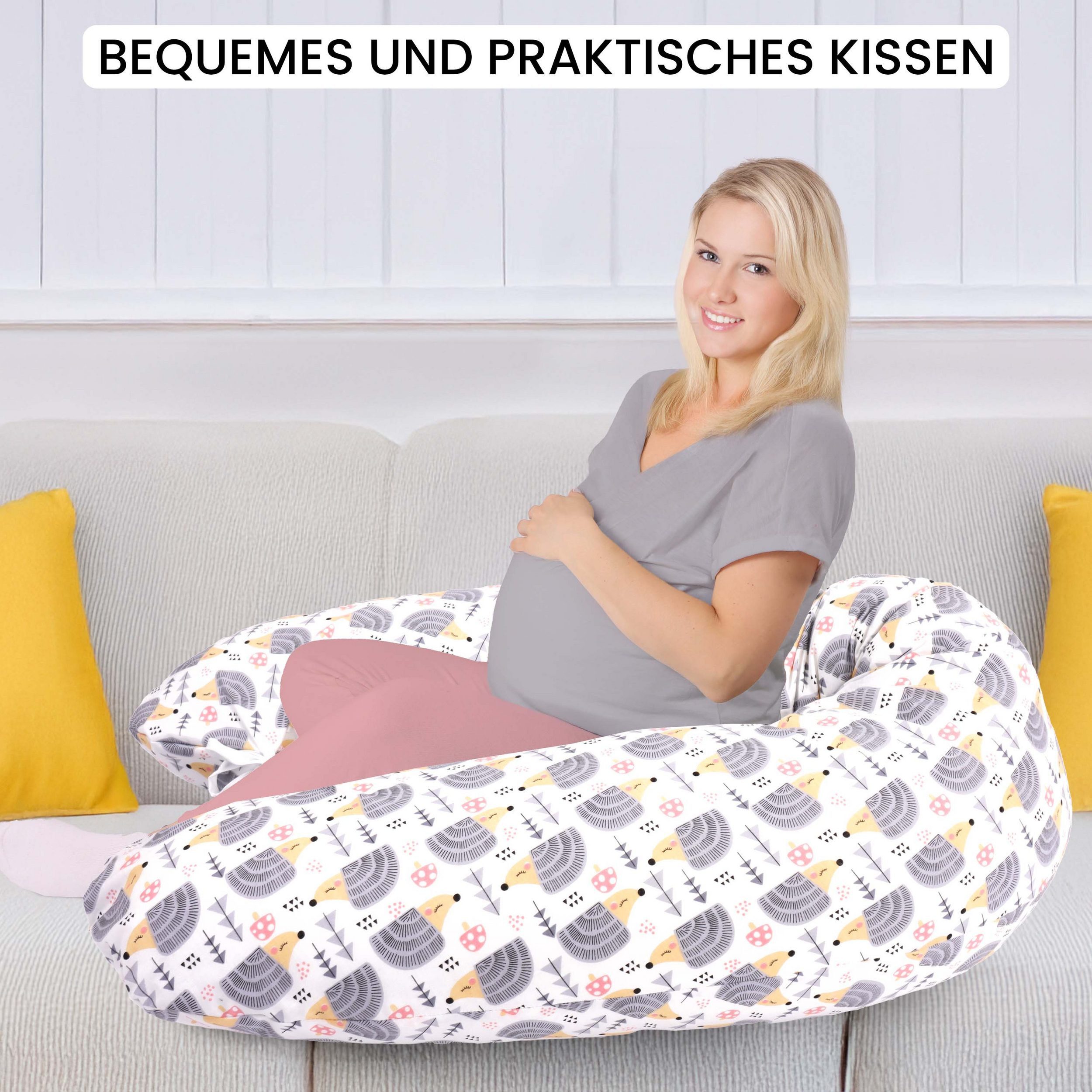 Amilian Stillkissen XXL 170 cm - Schwangerschaftskissen & Seitenschläferkissen mit Bezug, - Lagerungskissen - Nursing Pillow - Pregnancy Pillow, mit Füllung, Schlafkissen für Seitenlage - Körperkissen