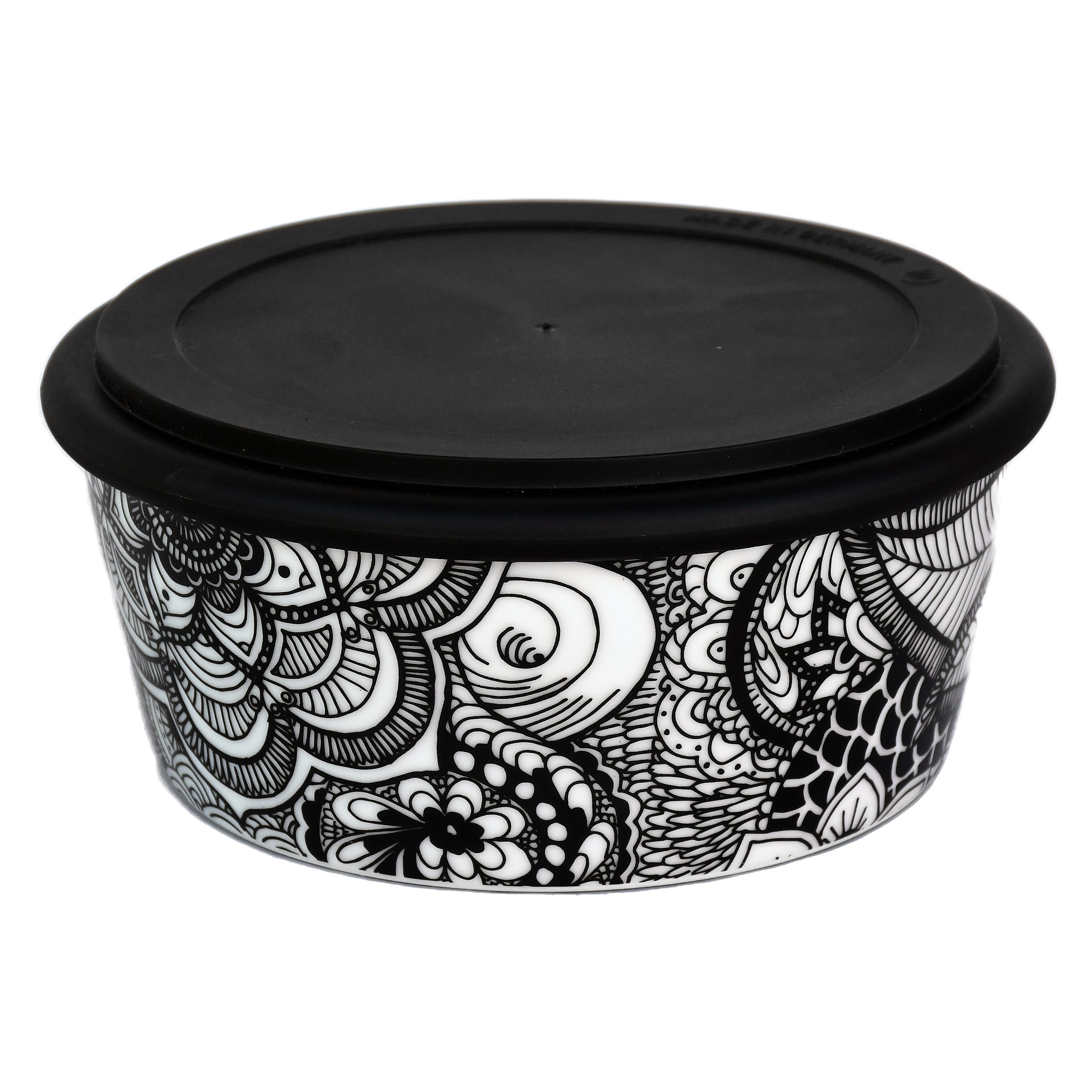 Mahlwerck Manufaktur Lunchbox Bowl2Go, Porzellan, (Lunchbox mit auslaufsicherem Deckel), spülmaschinengeeignet, mikrowellengeeignet, 100% klimaneutral Boho Black